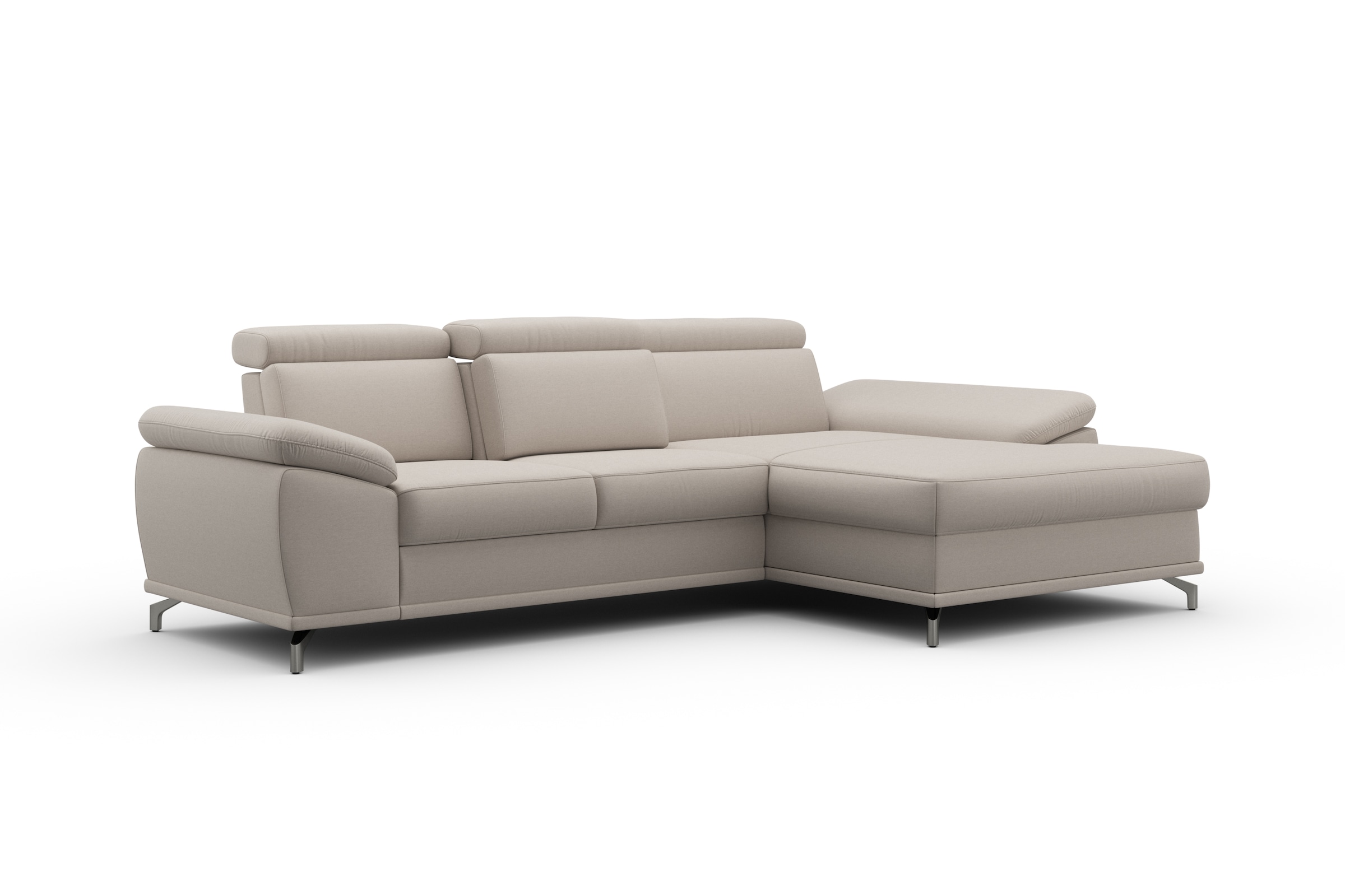 sit&more Ecksofa »Cabrio L-Form, mit Sitztiefenverstellung, Arm- und Kopfteilverstellung«, 2 Nierenkissen, Federkern, optional Bettfunktion und Stauraum