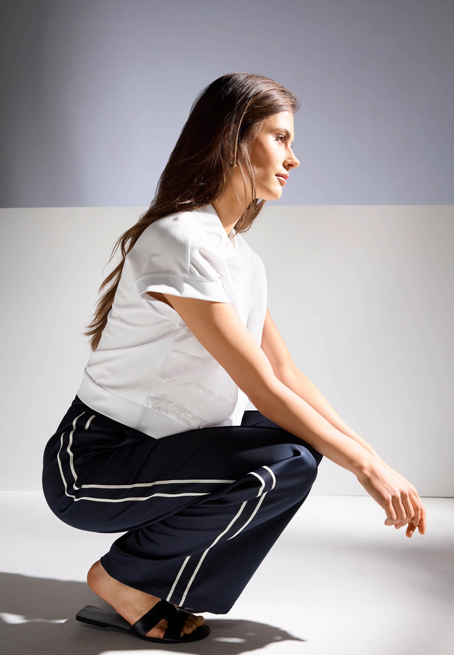 Zero Stoffhose »zero Hose mit Seitenstreifen 32 Inch«, Seitenstreifen