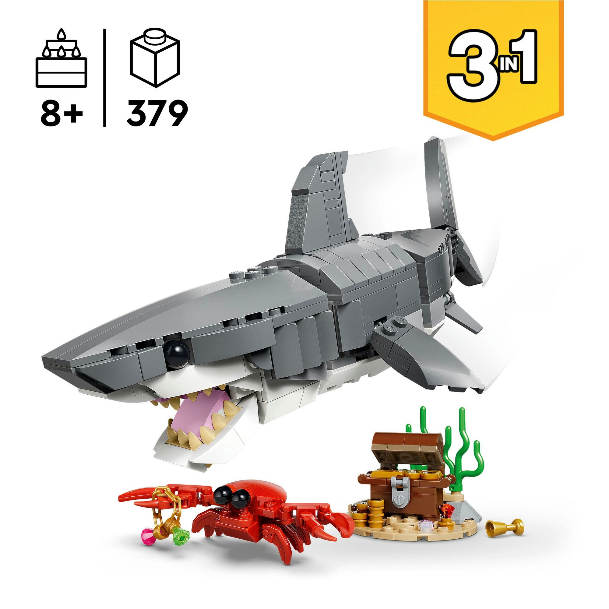 LEGO® Konstruktionsspielsteine »Wilder Hai mit Schatztruhe (31381), LEGO Creator« Made in Europe