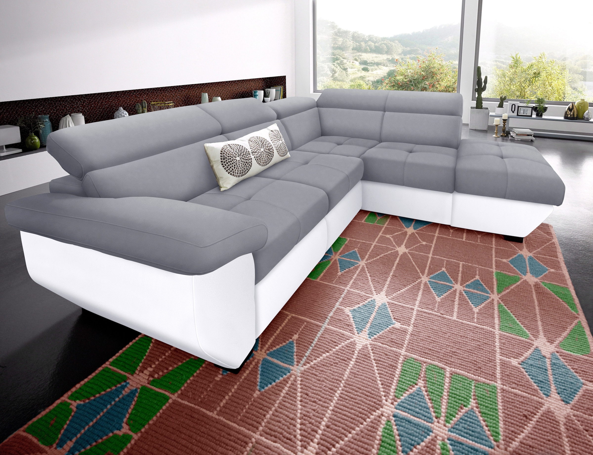 COTTA Ecksofa "Speedway L-Form, B: 262cm, moderne Couch, bequeme Wellenunterfederung," Kopfteilverstellung, optional Schlaffunktion & Bettkasten