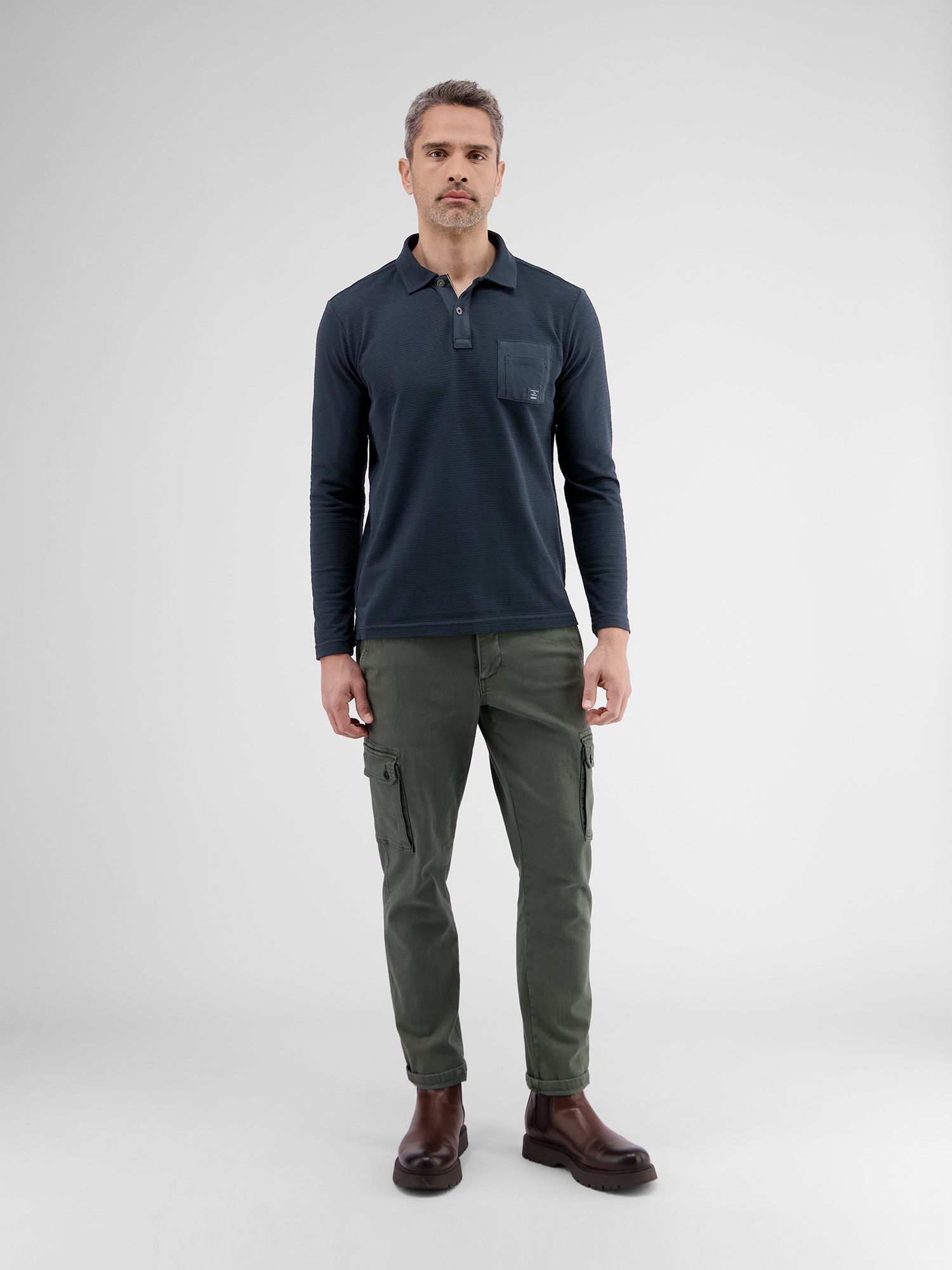 LERROS Poloshirt »LERROS Langarmpolo in Struktur-Baumwollqualität«