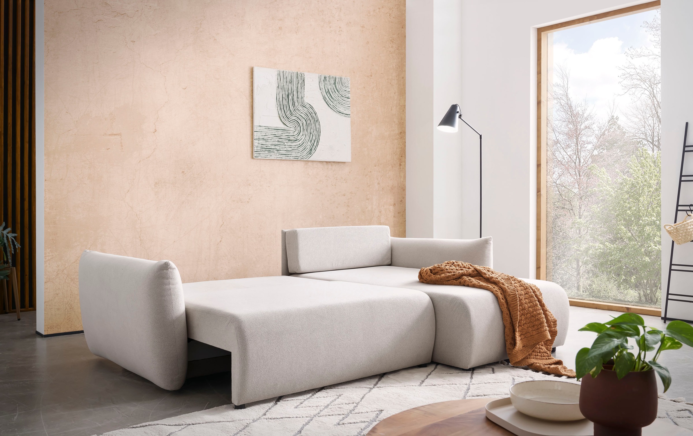 Home affaire Ecksofa "MAVAS Schlafsofa mit Bettkasten, L-Form," ca.257/127c günstig online kaufen