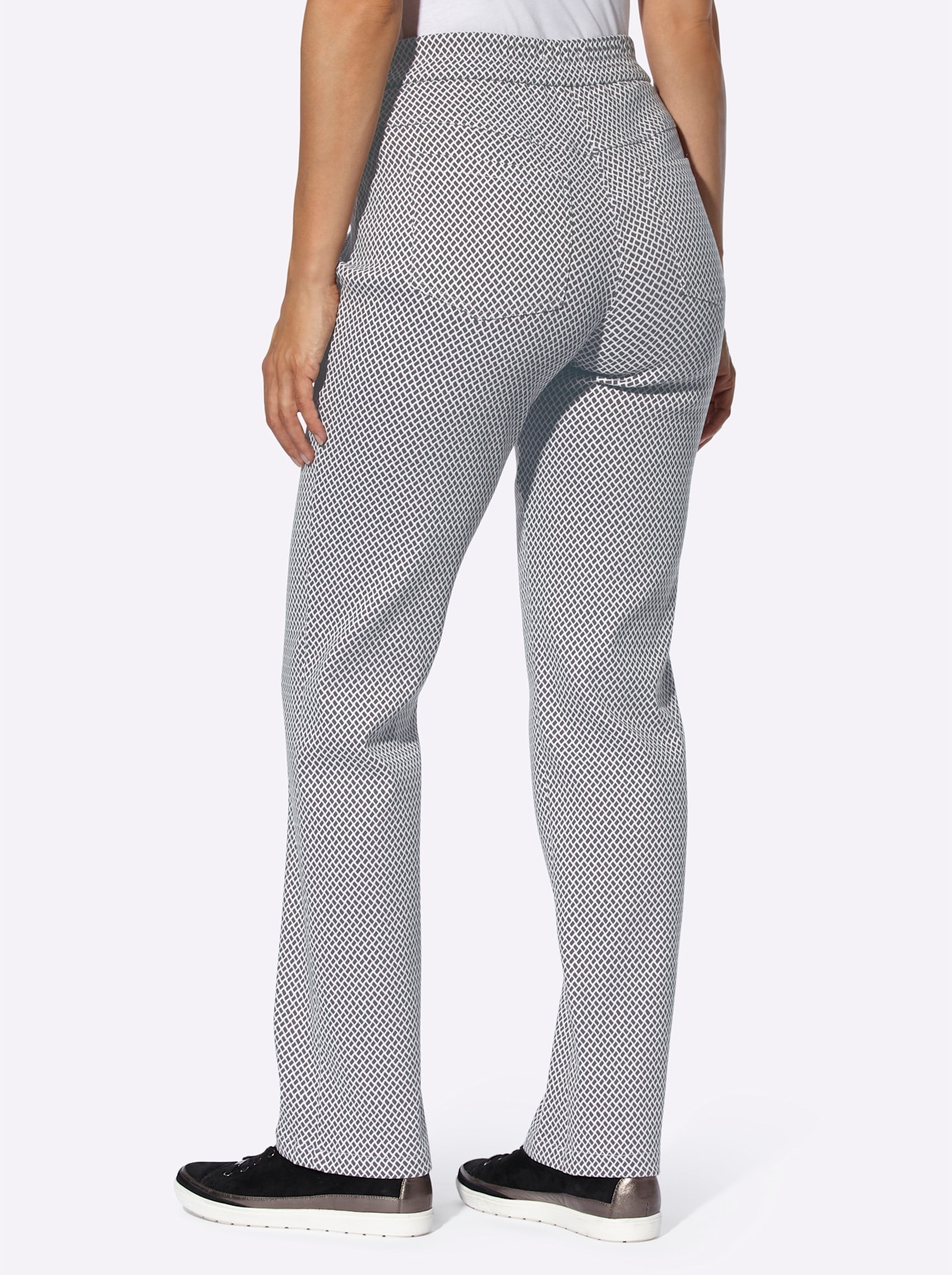 Schlupfhose CASUAL LOOKS, Damen, Gr. 255, Extrakurzgrößen, anthrazit, ecru, gemustert, 43% Viskose, 42% Polyester, 11% Polyamid, 4% Elasthan, gemustert, mehrfarbig, lang, Hosen Schlupfhose 3
