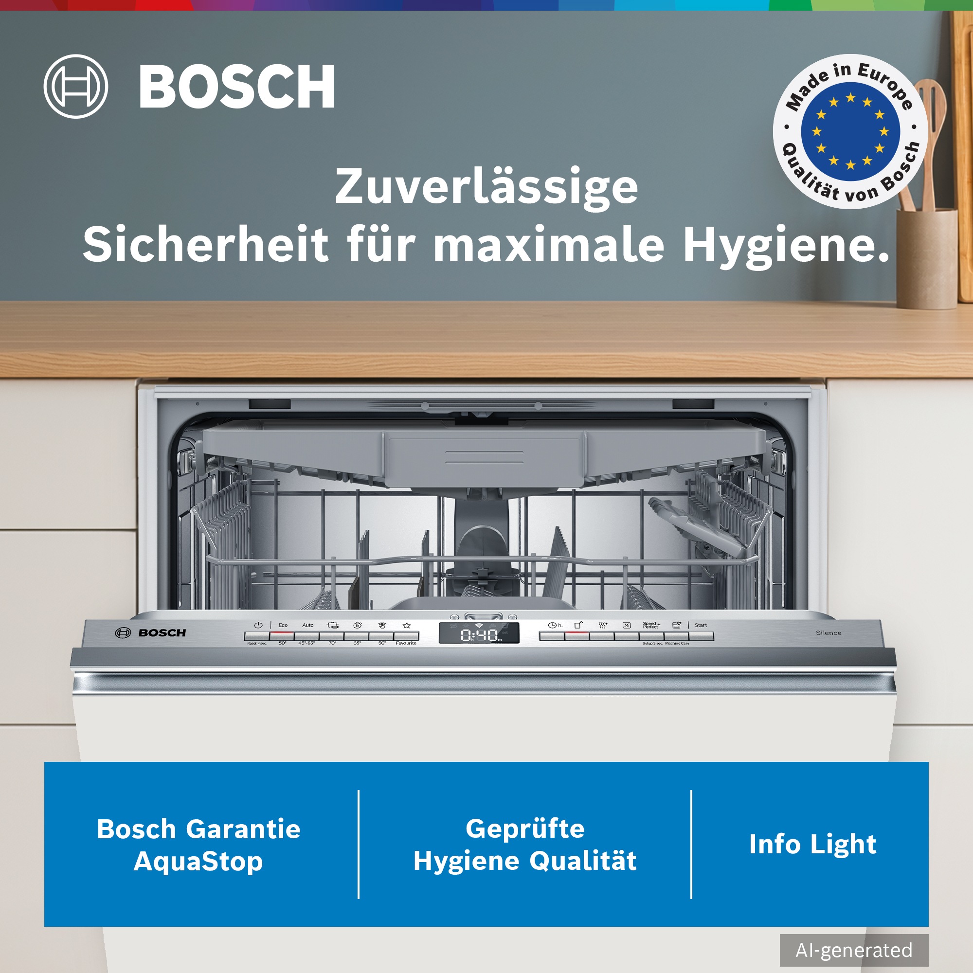 BOSCH vollintegrierbarer Geschirrspüler Serie 4 »SMV4HVX14E« 14 tlg. Maßgedecke Info Light -  erlischt bei Beendigung des Spülvorgangs, flexible Körbe