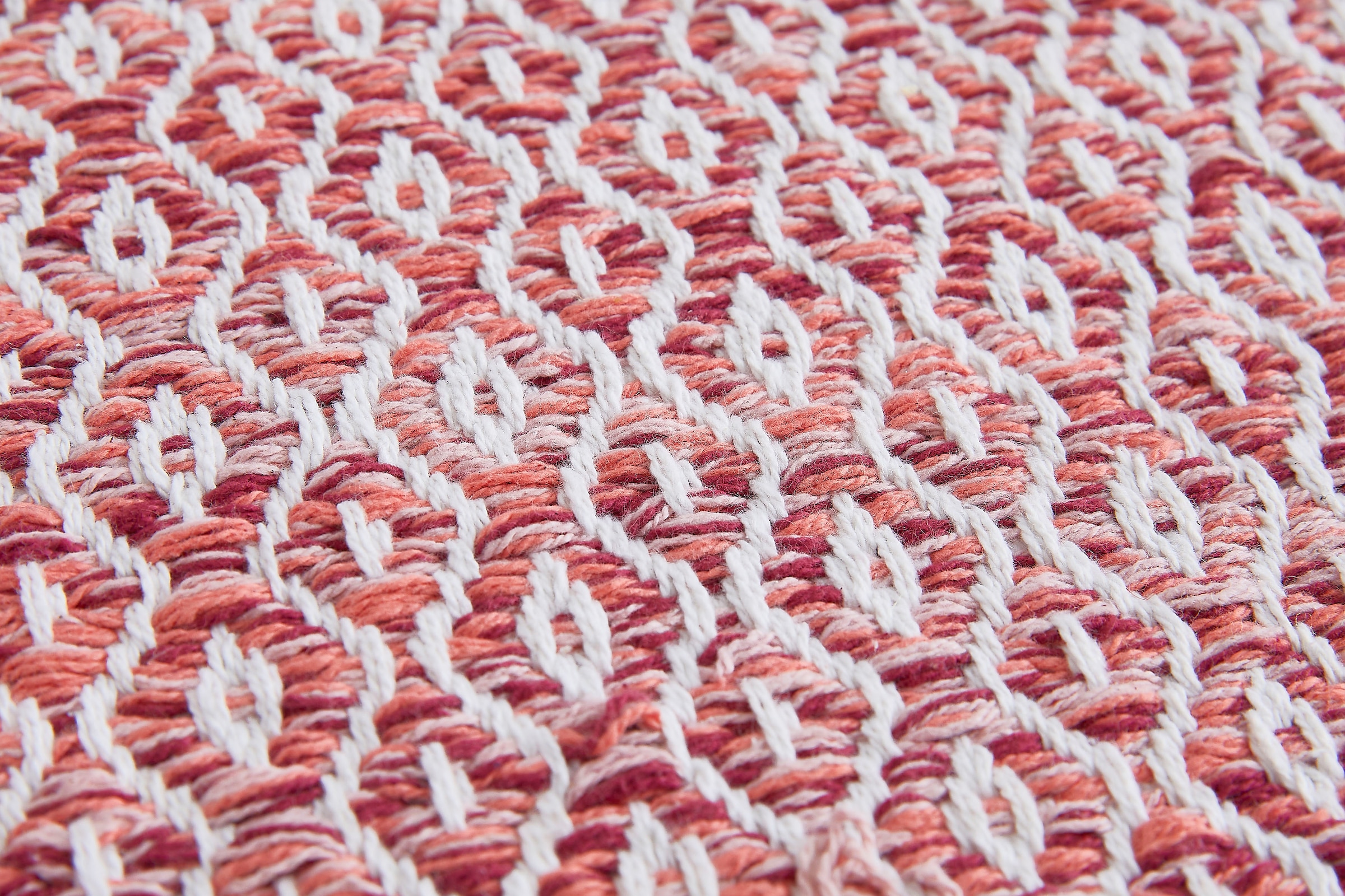 my home Teppich »Nivala«, rechteckig, 10 mm Höhe, Flachgewebe, Rauten Motiv, reine Baumwolle, mit Fransen
