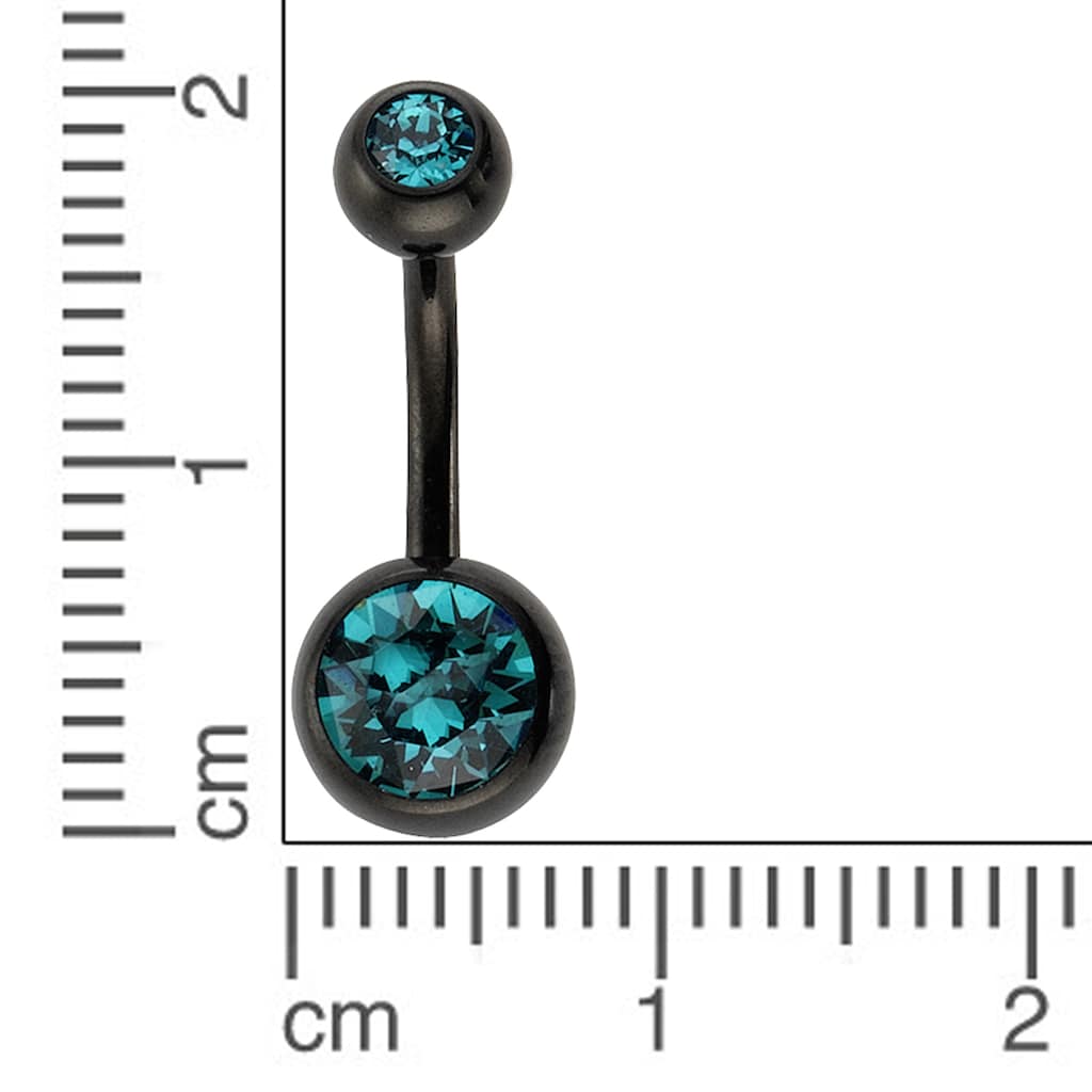 Zeeme Bauchnabelpiercing »316L Chirurgenstahl schwarz Kristall blau«