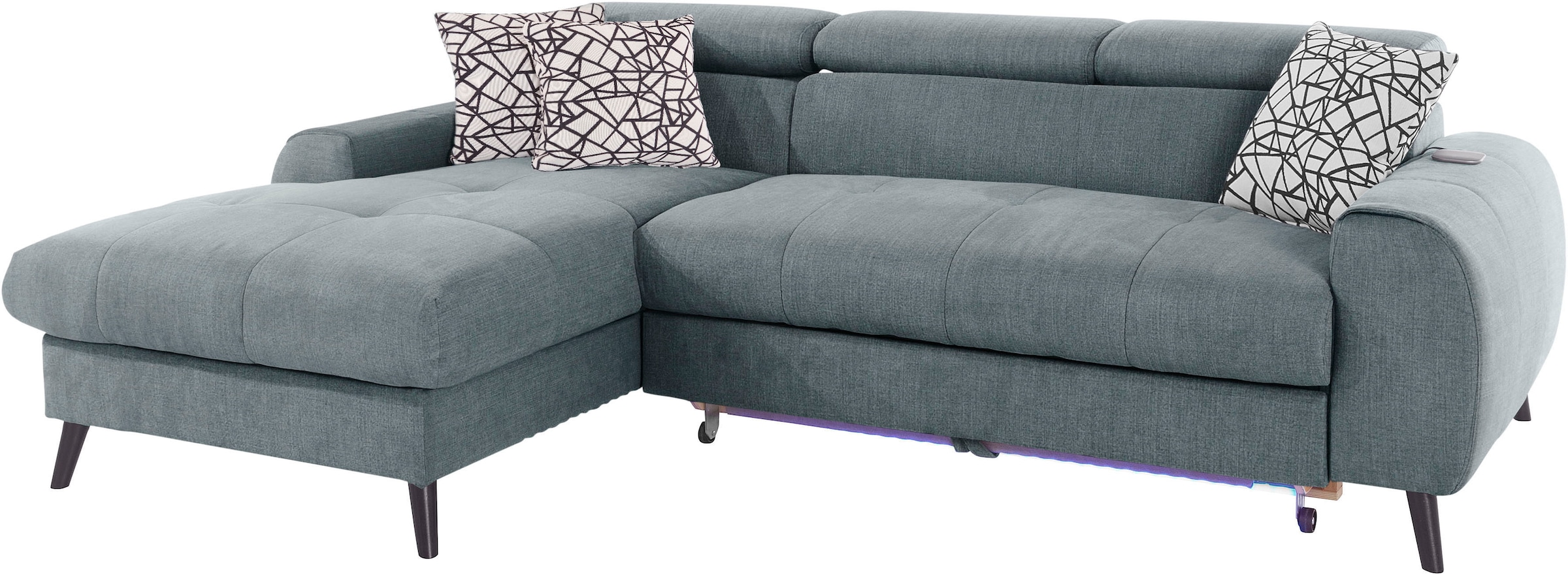 COTTA Ecksofa »Mia L-Form«, 3-tlg.-Kissen-Set, Recamiere, wahlweise mit oder ohne RGB-Beleuchtung