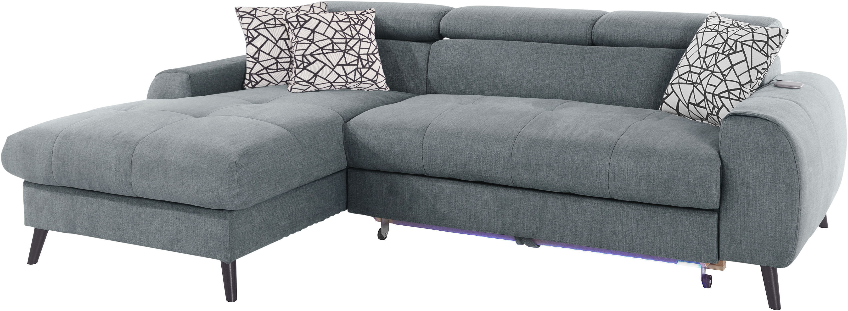 Thumbnail - COTTA Ecksofa "Mia L-Form mit 3 Zierkissen" wahlweise mit Bettfunktion, Bettkasten, Beleuchtung & Wireless-Charger