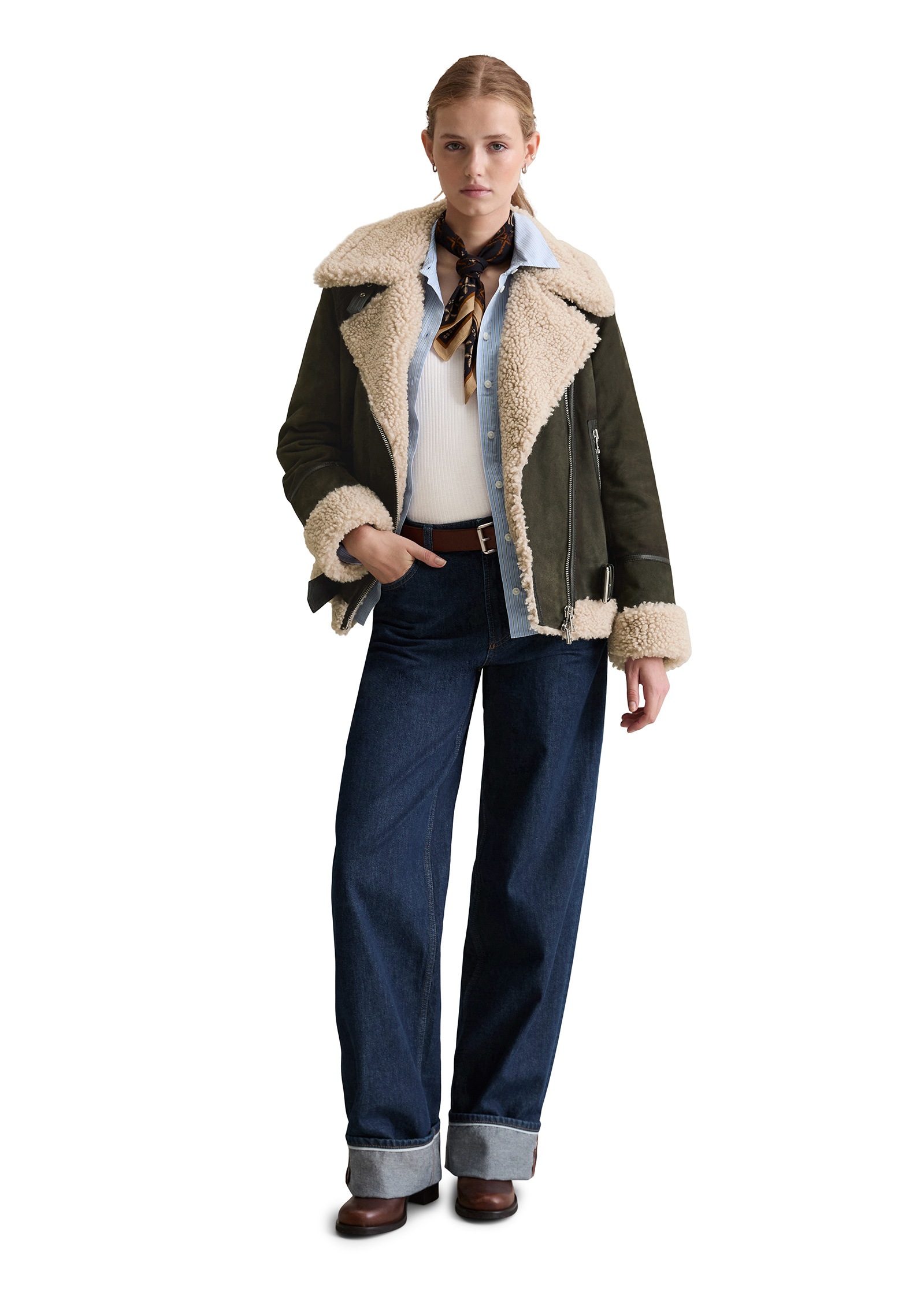 Marc O'Polo DENIM Lederjacke »mit Teddyplüsch«