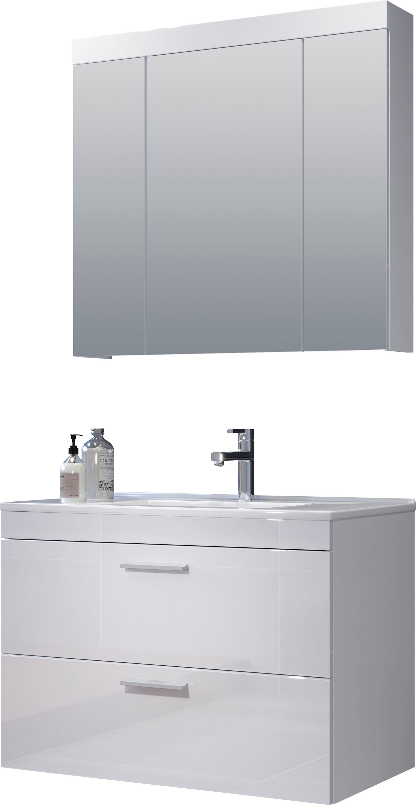 Badmöbel-Set WELLTIME, B:80cm H:190cm T:47cm, weiß, Holzwerkstoff, Kastenmöbel-Sets, "Dormoletto", Badmöbel-Set, Badezimmer-Set