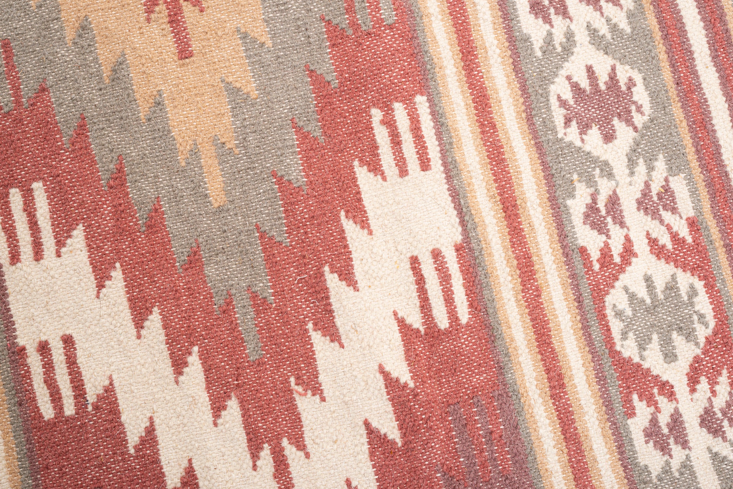 TOM TAILOR HOME Wollteppich »Kelim Colors I«, rechteckig, 5 mm Höhe, reine Wolle, robust und strapazierfähig, mit Fransen, Boho-Style