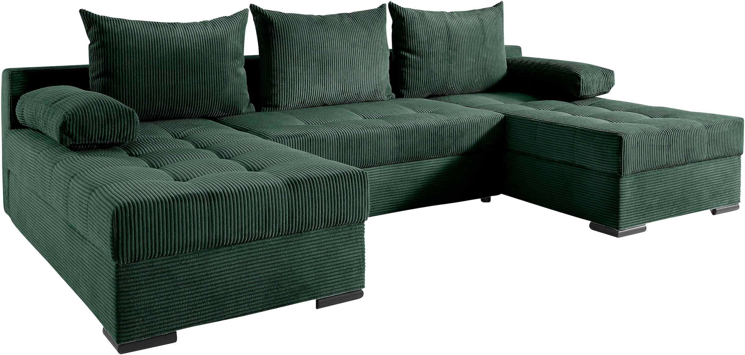 COLLECTION AB Wohnlandschaft »Josy, U-Form, Schlafsofa mit Bettkasten«, (Cord-/Mix), flexible Recamiere, Breite: 269cm, inklusive Rückenkissen, Cord
