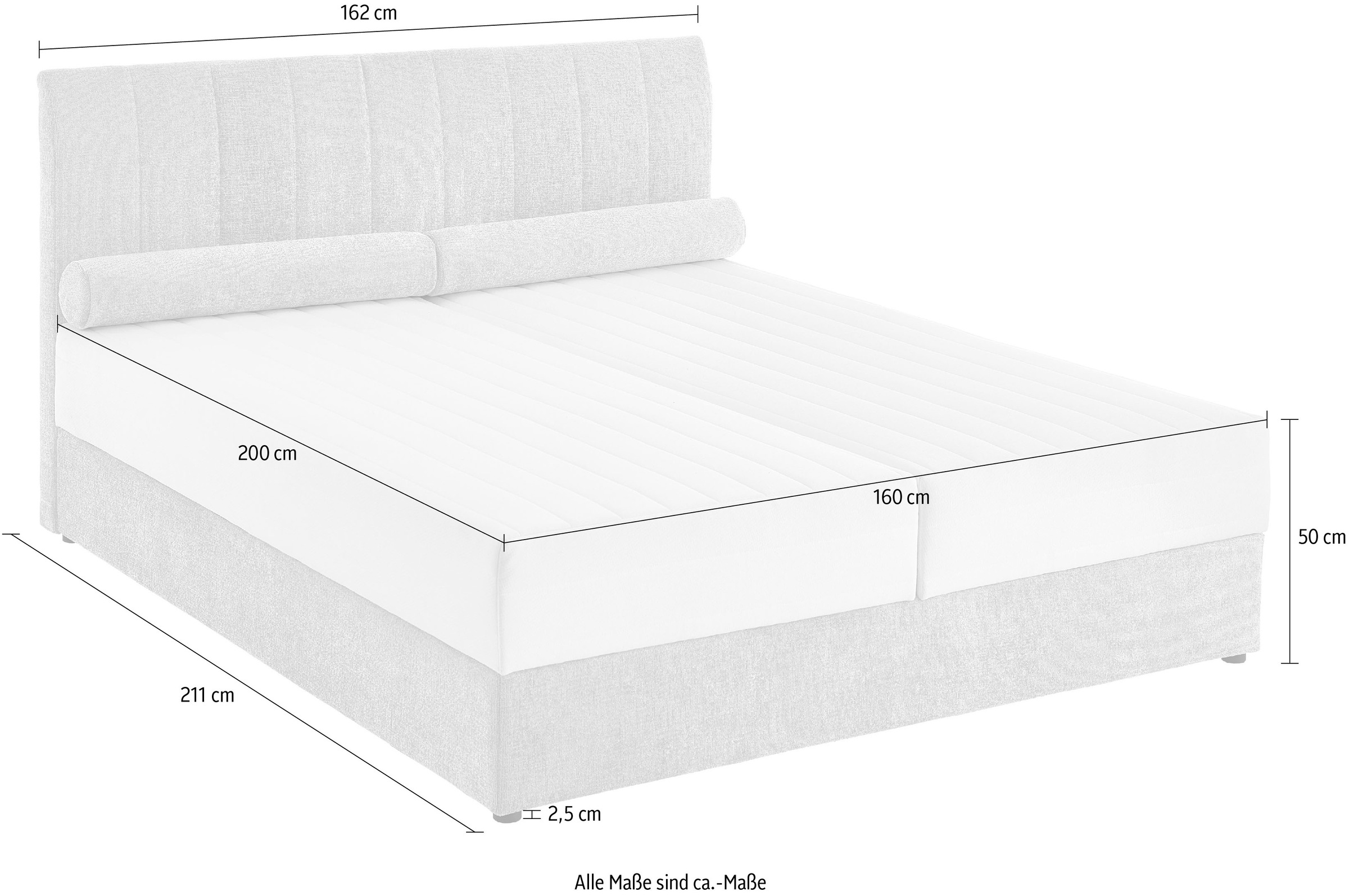ATLANTIC home collection Boxbett »ALISIA«, mit Taschenfederkern, Bettkasten und Kissenrolle im Originalbezug