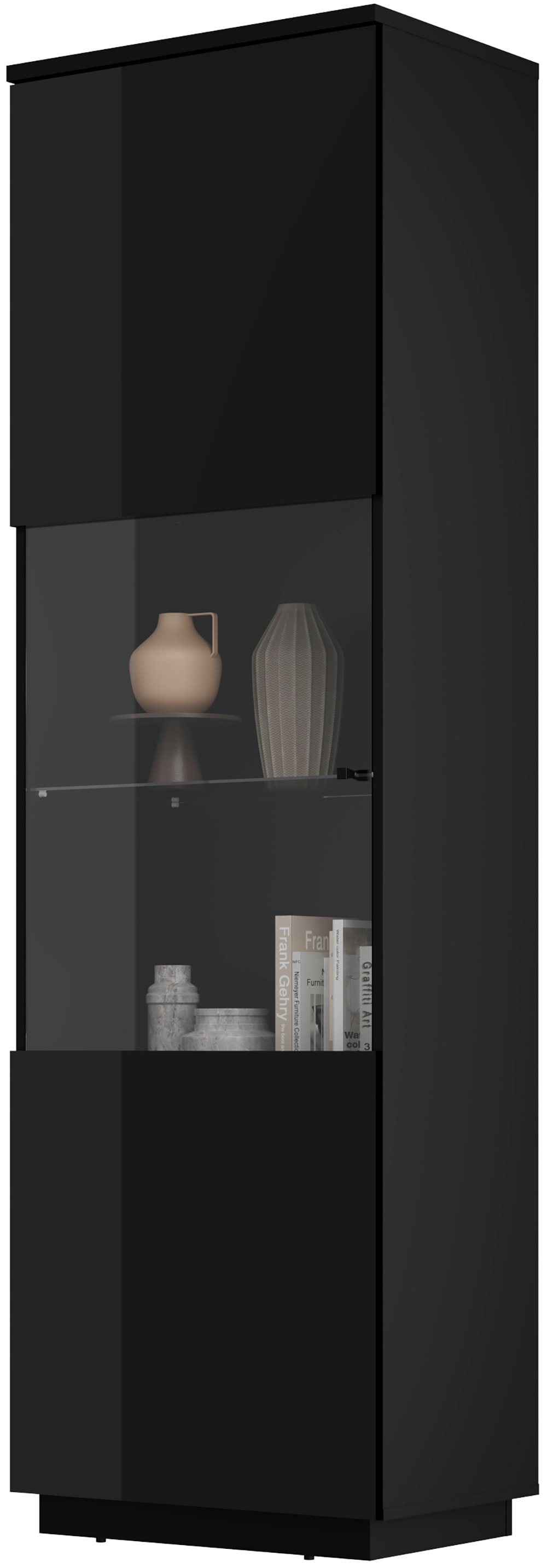Home affaire Vitrine »Tuluza,Höhe 200 cm,moderne Glasvitrine mit verstellbaren Einlegeböden« Standvitrine 1Trg, viel Stauraum ohne Beleuchtung, Hochglanzfront