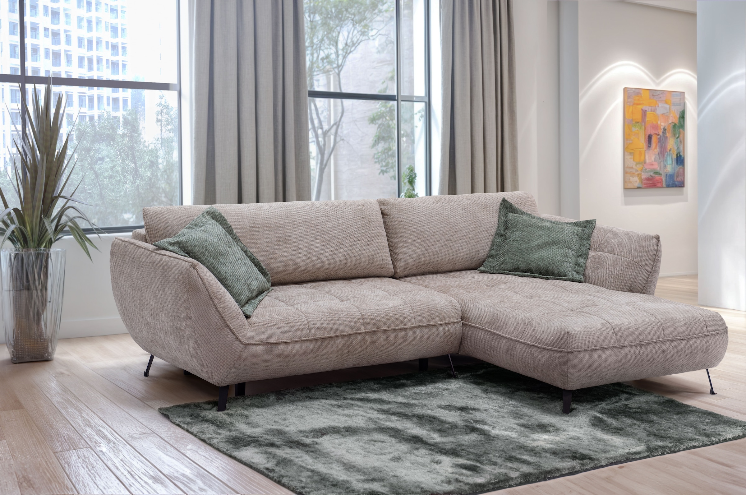 exxpo - sofa fashion Ecksofa "Samoa, bequem&modern, mit Easy-Lift-Bettfunkt günstig online kaufen