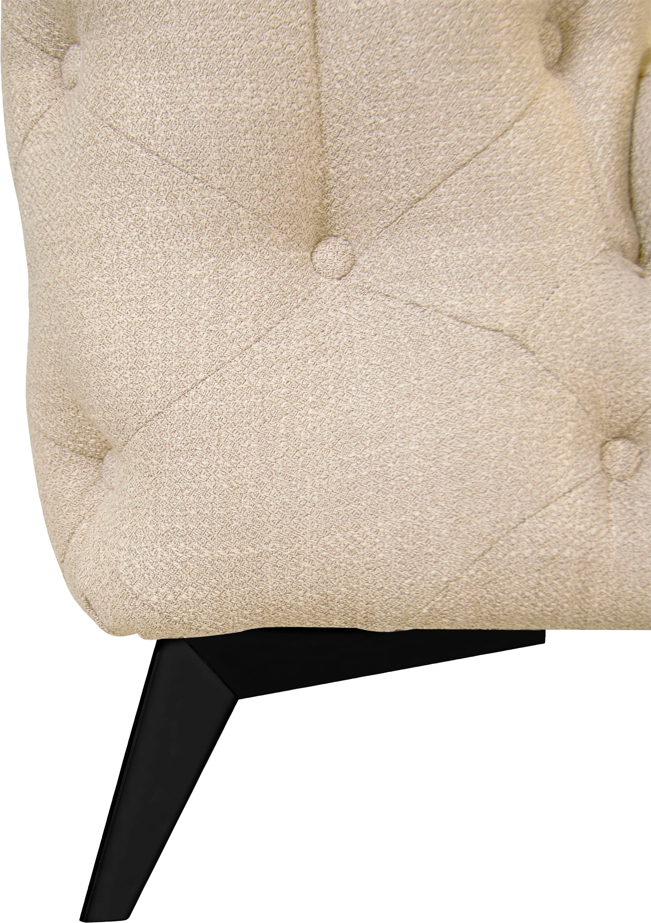 Leonique Chesterfield-Sofa »Ecksofa GLYNIS L-Form mit Wellenunterfederung, Maße B/T/H 264/204/75cm«, aufwändige Knopfheftung, moderne Chesterfield Optik, Fußfarbe wählbar