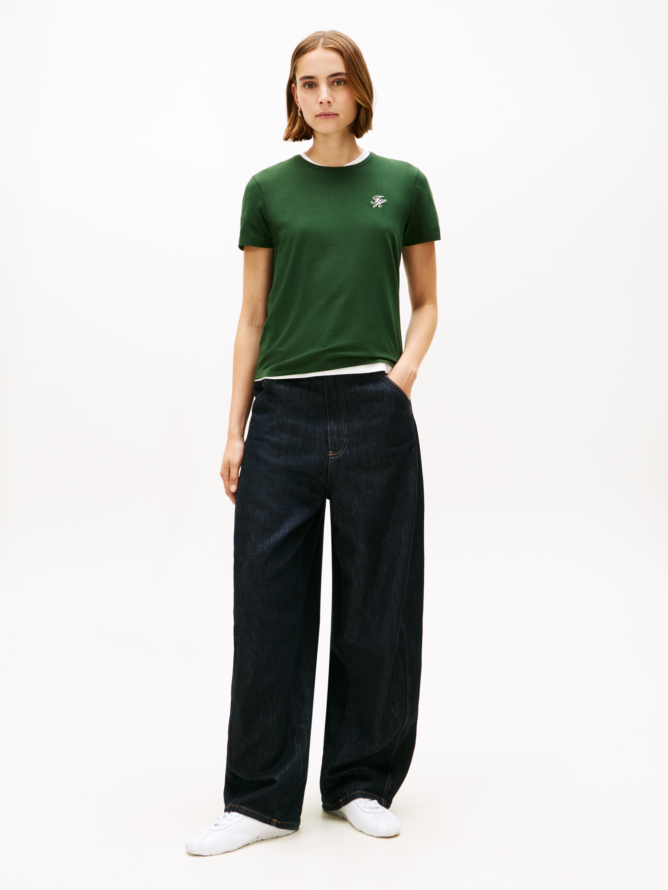 Thumbnail - Tommy Hilfiger Kurzarmshirt "TH SCRIPT REG C-NK SS TEE" Stretch, Baumwollmischung, regular fit