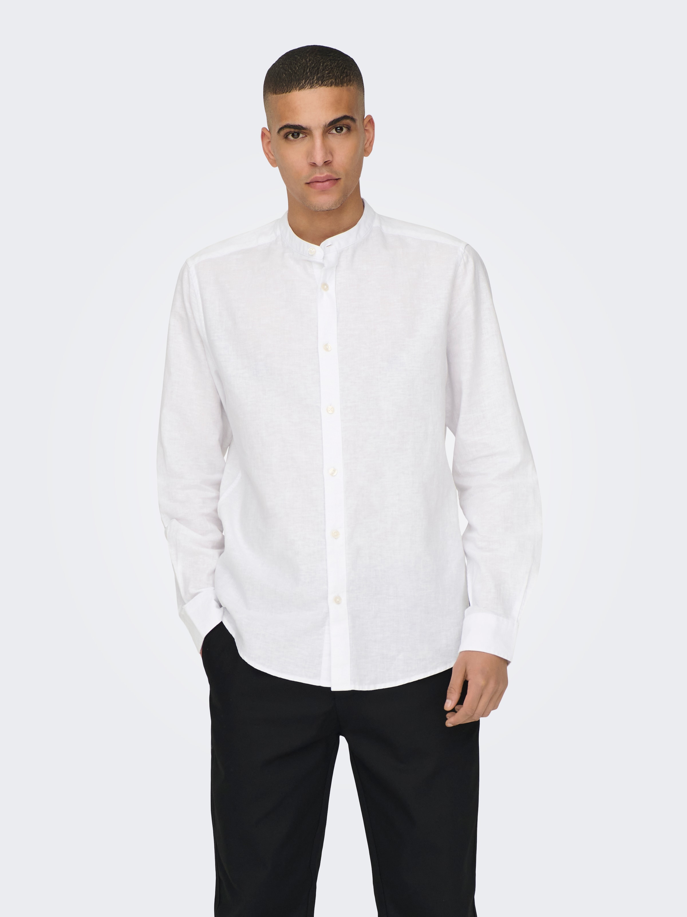 ONLY & SONS Langarmhemd »ONSCAIDEN LS SOLID LINEN MAO SHIRT NOOS«
