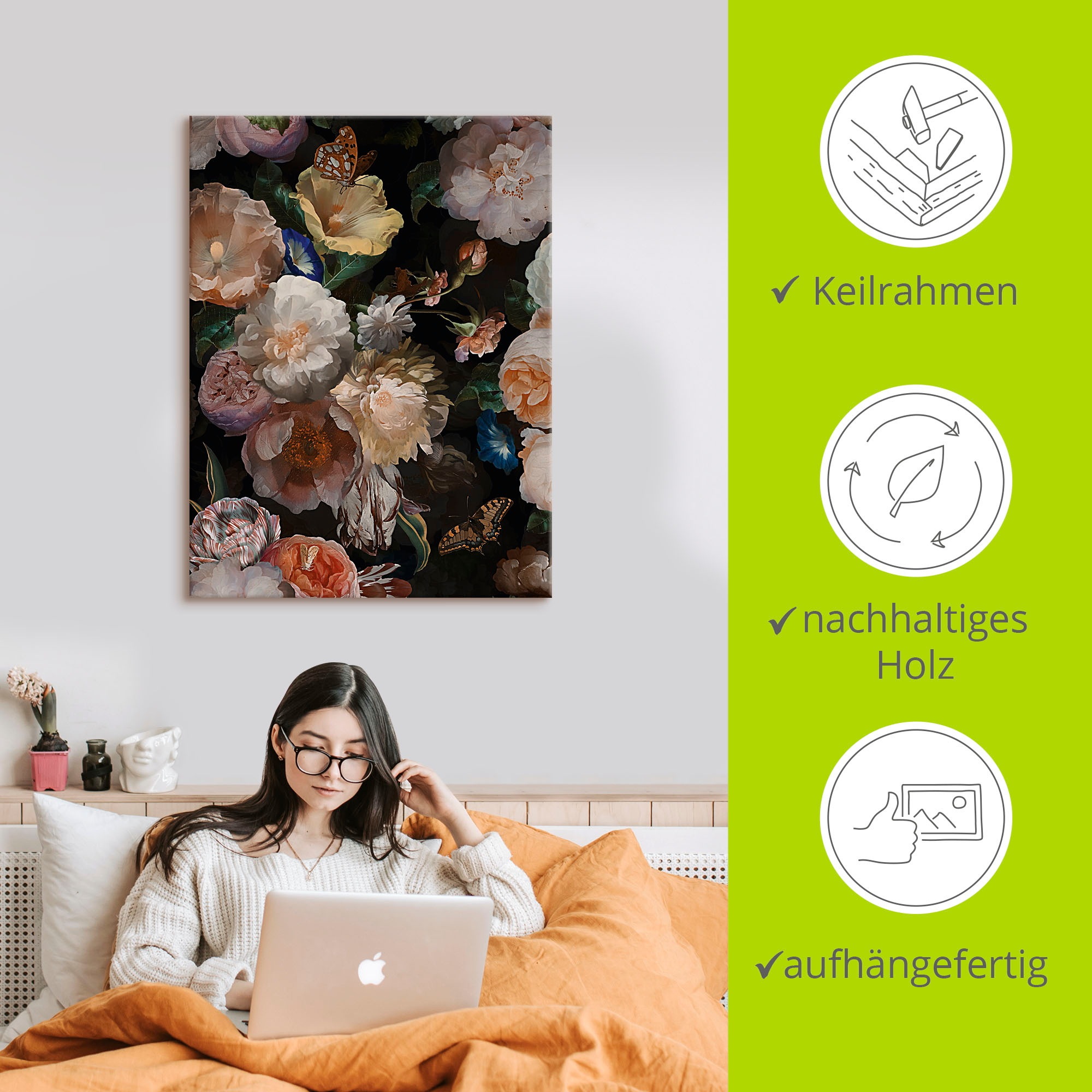 Artland Wandbild »Antike Holländische Blumen«, Blumenbilder, (1 St.), als Alubild, Outdoorbild, Leinwandbild, Poster, Wandaufkleber