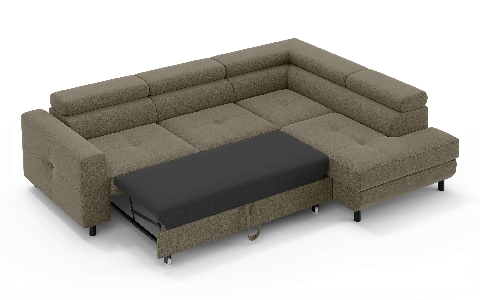 OTTO home Ecksofa »AADEN Schlafsofa mit verstellbaren Kopfstützen, B/T/H: 254/199/90 cm«, mit Bettfunktion und Bettkasten, Ottomane rechts/links bestellbar