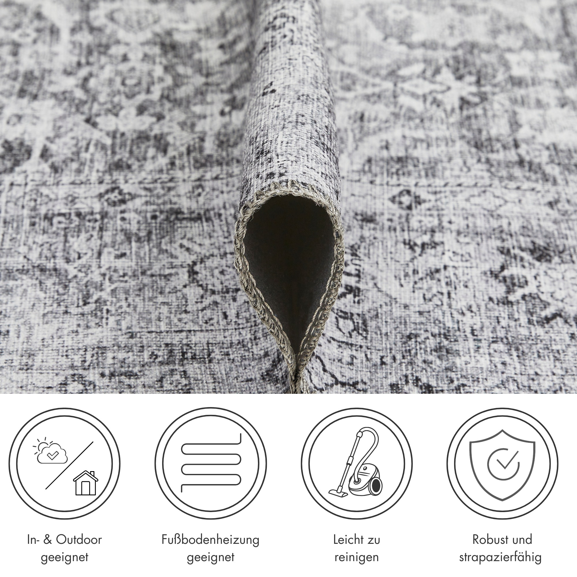LUXOR living Teppich »Lago«, rechteckig, 6 mm Höhe, faltbarer Teppich, modernes Design, waschbar, In- und Outdoor geeignet