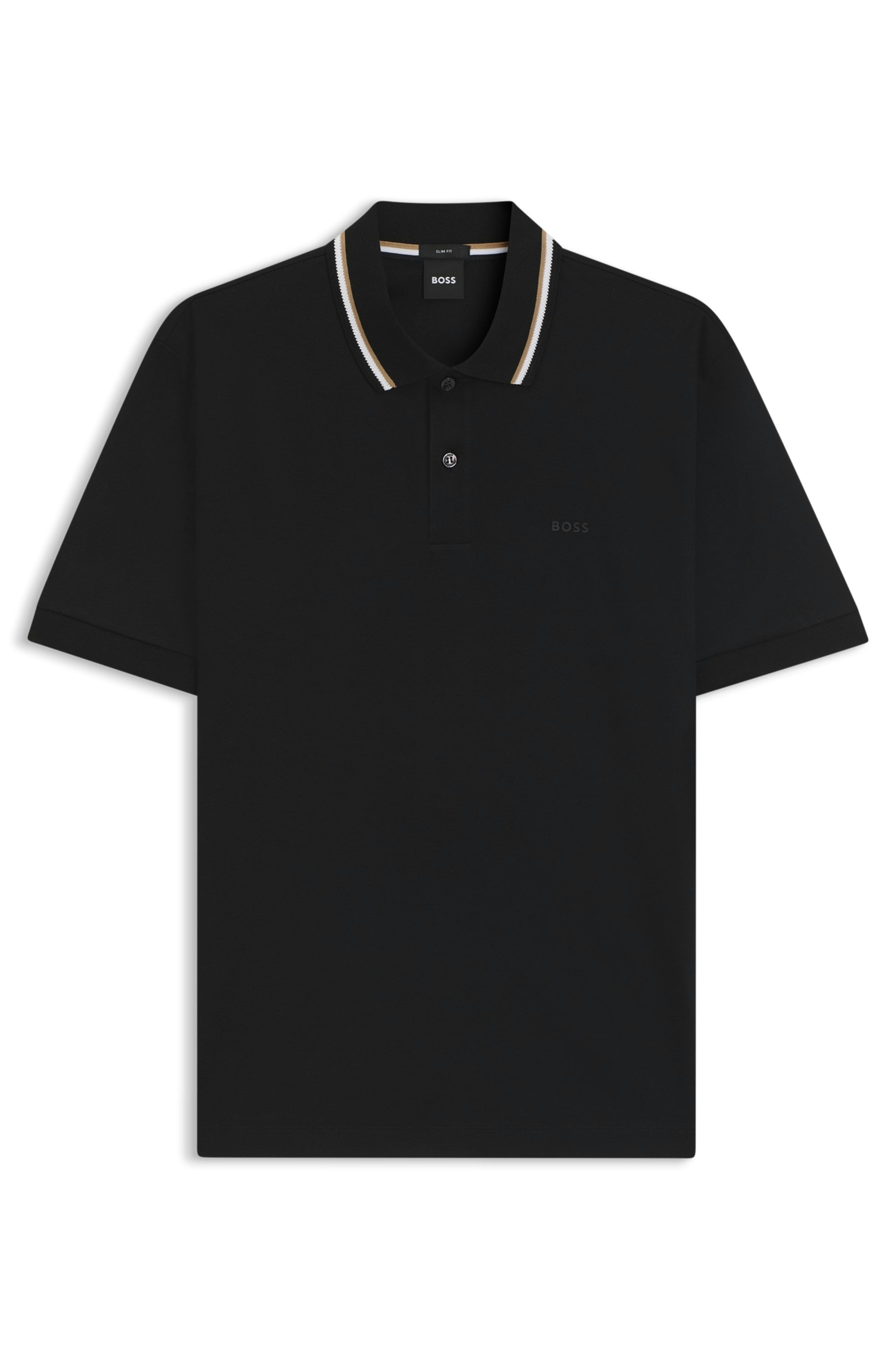 BOSS Poloshirt "Penrose 38" aus Baumwolle mit gestreiftem Kragen, slim fit günstig online kaufen