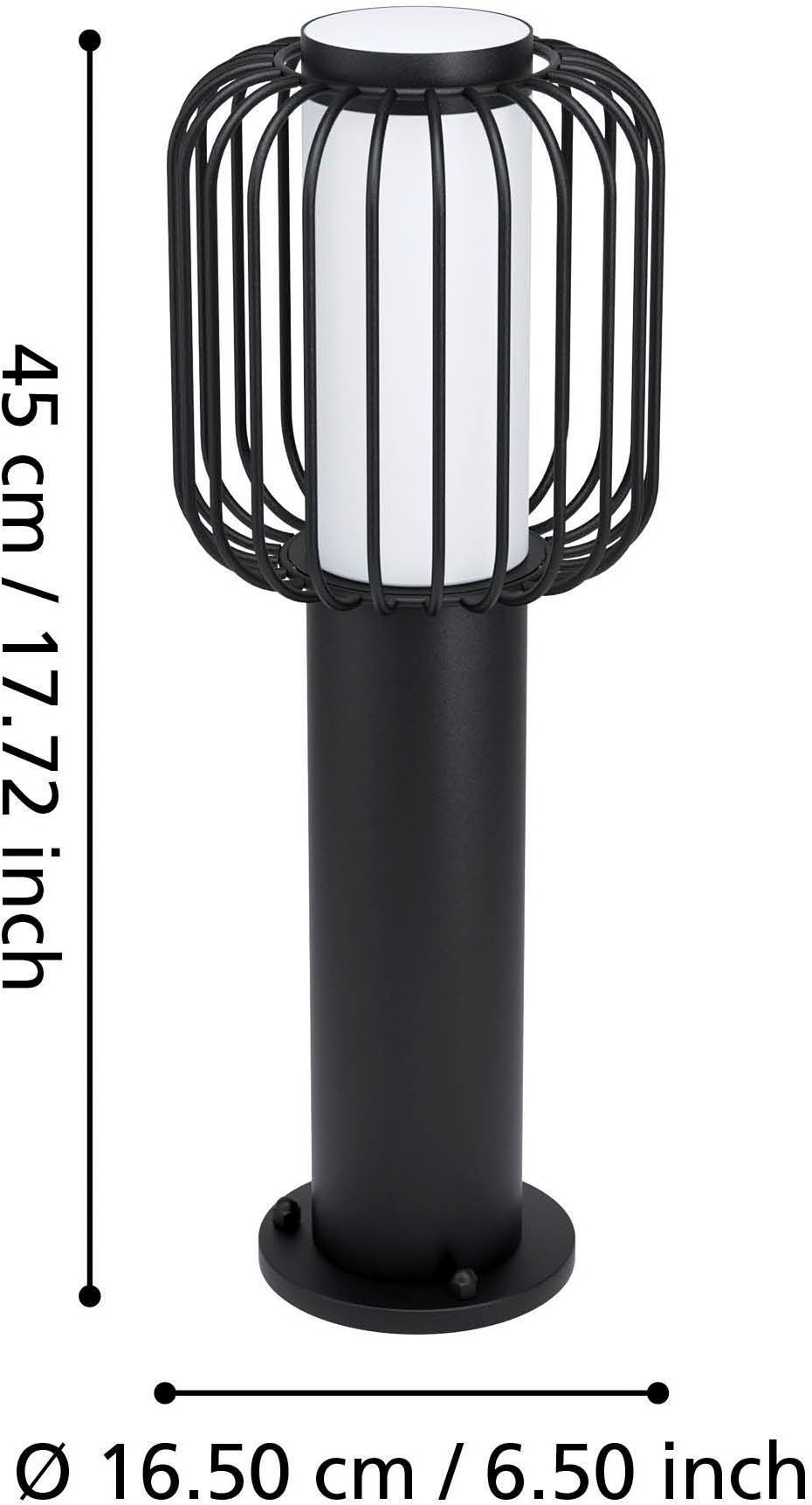 EGLO Sockelleuchte »Ravello Sockellampe, Stahl und Kunststoff, Außenlampe, E27, IP44« E27 1 Stk. Stehleuchte - H45 x Ø16,5 cm - schwarz - 1X28W exkl.