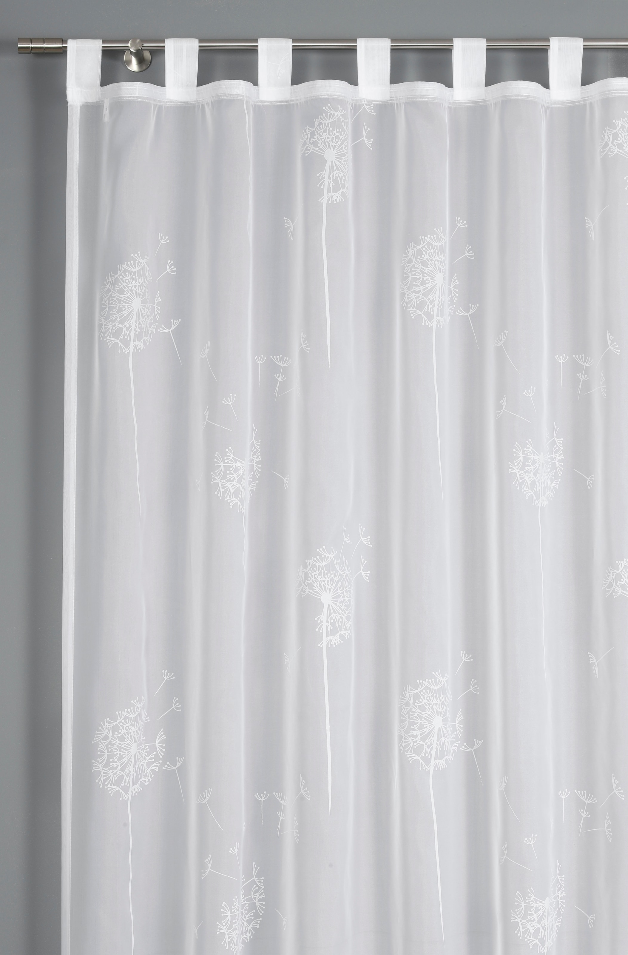 Gardine »Schal Voile mit Flockprint Pusteblume«, (1 St.), mit Schlaufen