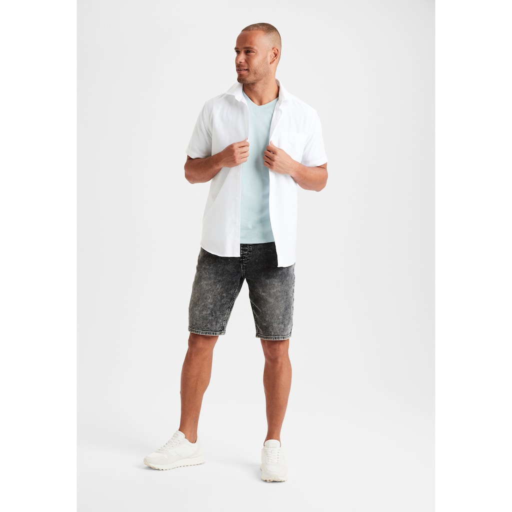 Buffalo Jeansshorts, Knielange Shorts mit Bindeband aus elastischer Jeansqualität