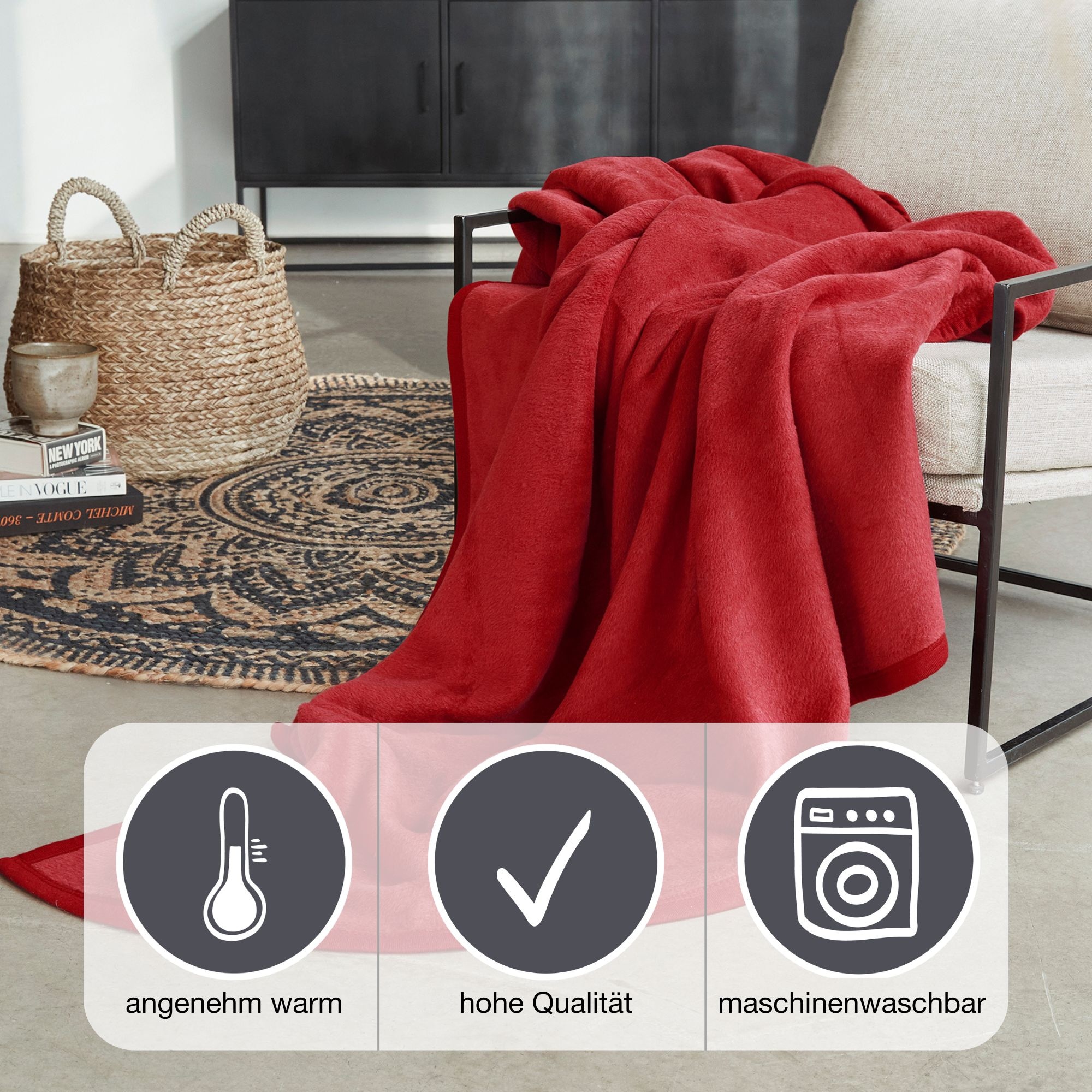 IBENA Wohndecke »Luxus«, verschiedene Größen, unifarbenes Design, Kuscheldecke
