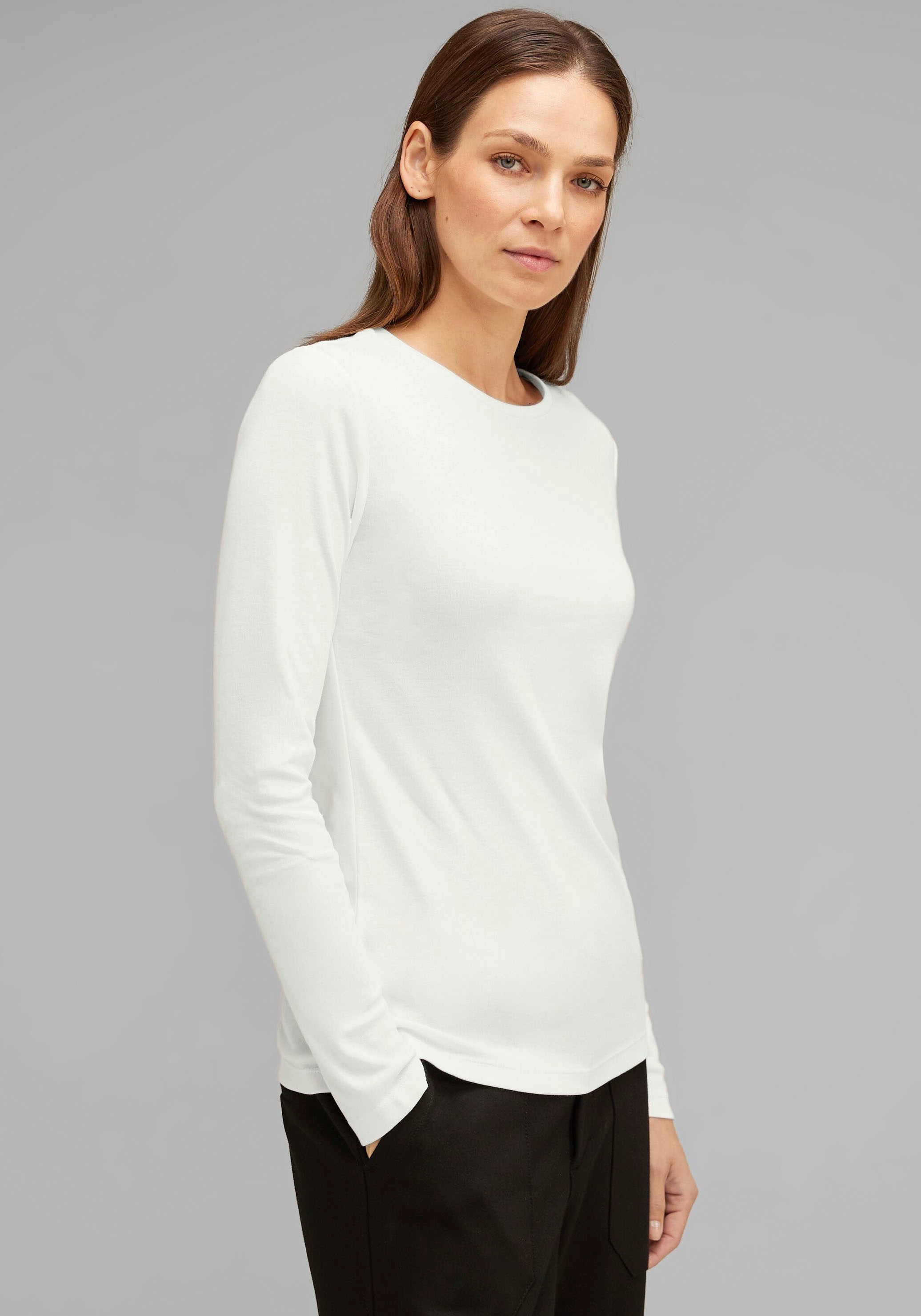 STREET ONE Langarmshirt, in Unifarbe online bestellen | BAUR