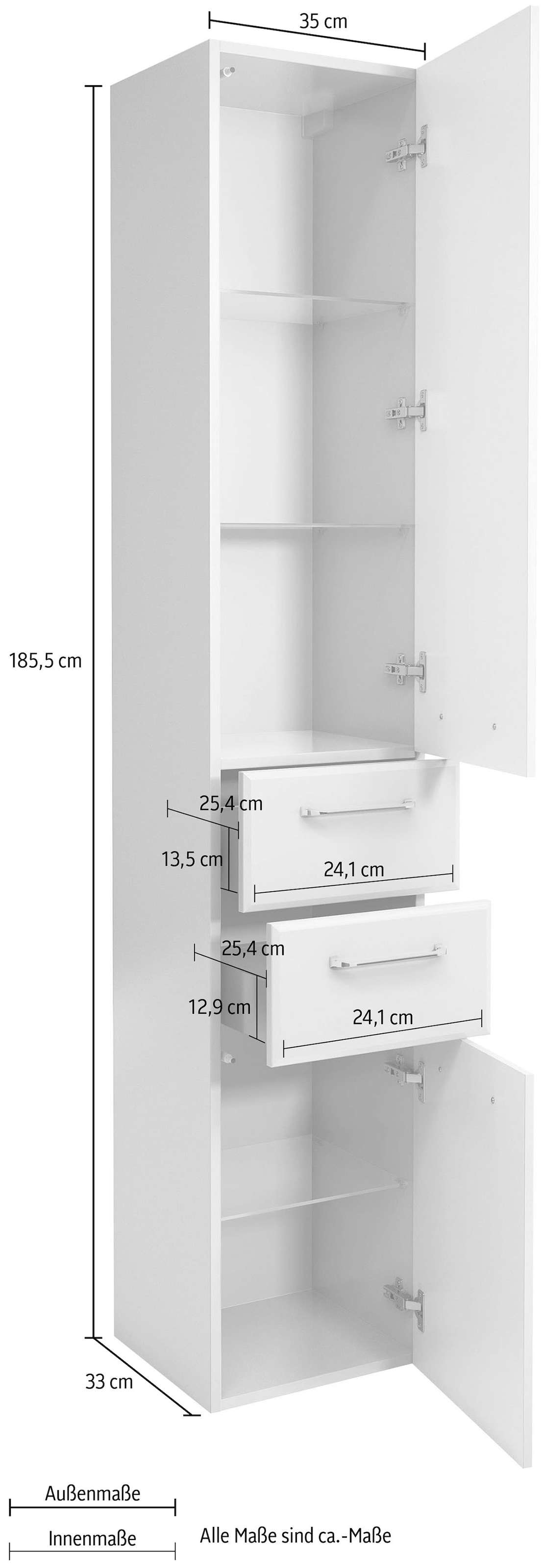 PELIPAL cm, Breite Türdämpfer bestellen 185,5 Glaseinlegeböden, BAUR cm, Hochschrank Höhe »Quickset«, | 35