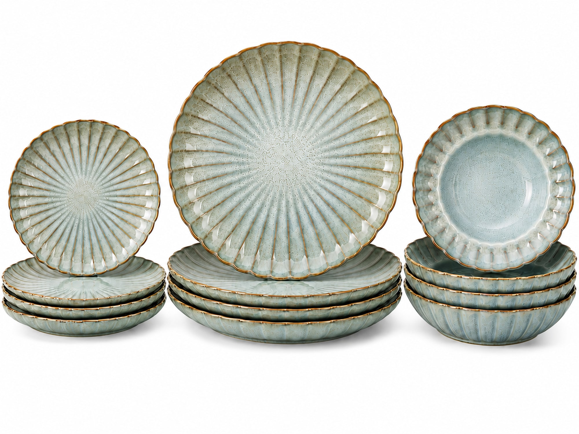 Cosy & Trendy Teller-Set "Astera, Geschirr-Set, 12-tlg." Steinzeug, für 4 Personen, rund, spülmaschinengeeignet