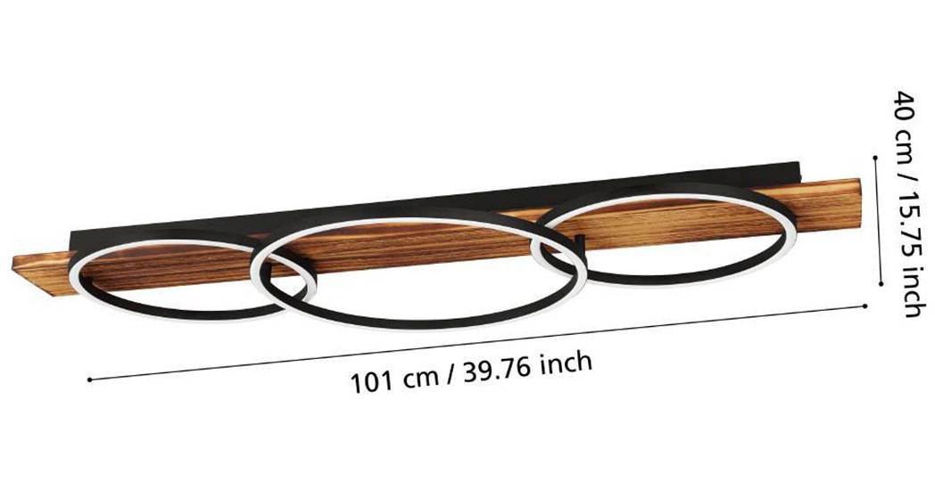 EGLO Deckenleuchte »BOYAL«, 3 flammig, Leuchtmittel LED-Modul | LED fest integriert, Deckenlampe Vintage, Flurlampe Decke in Schwarz, Braun, Weiß, L 101 cm