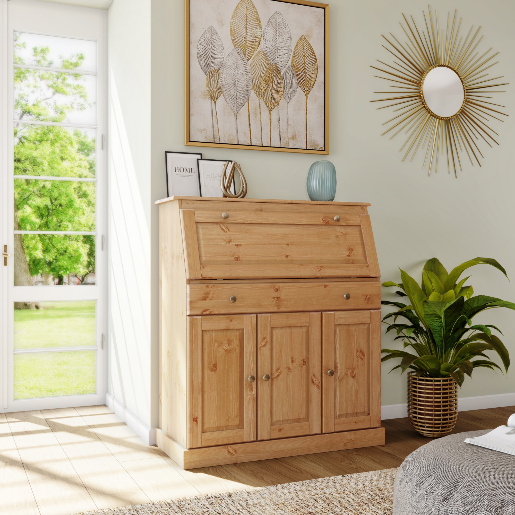 OTTO home Sekretär "Rossi" aus massiver Kiefer, variabel verstellbare Einle günstig online kaufen