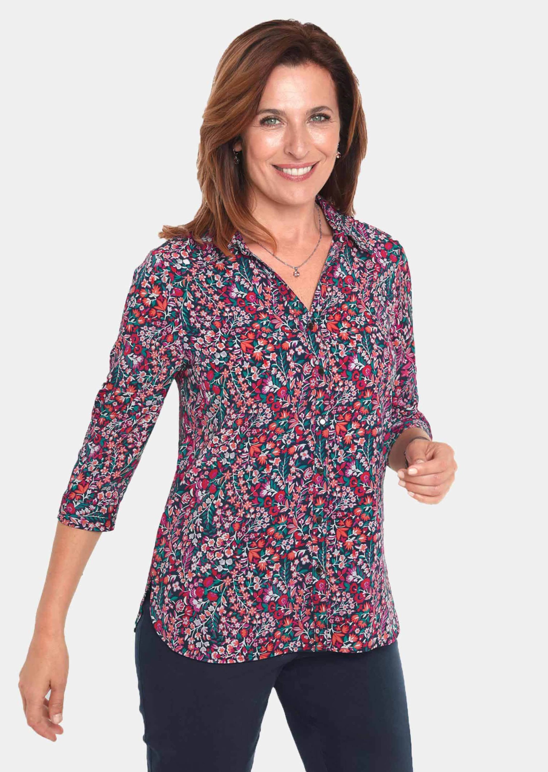 GOLDNER Hemdbluse »Bluse Pflegeleichte Bluse mit 3/4-Arm«
