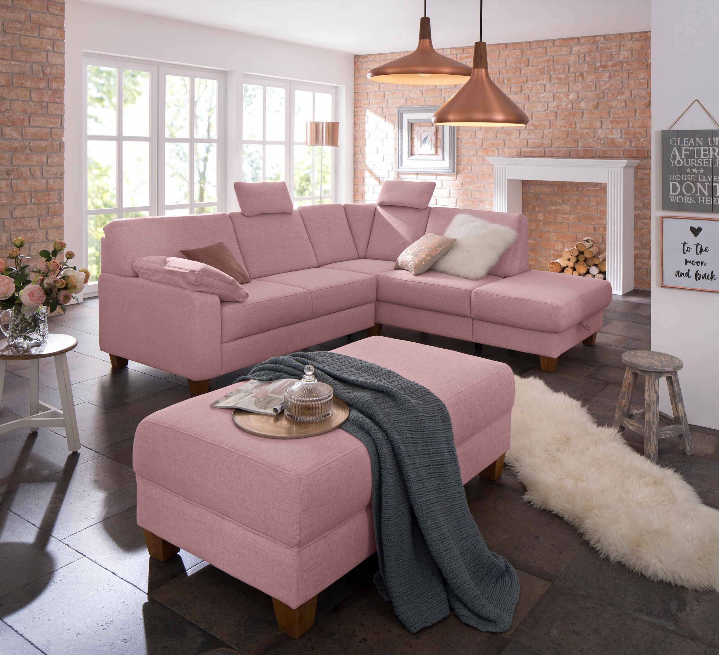 Home affaire Ecksofa »Belfort L-Form«, mit Federkern, wahlweise mit Bettfunktion und Stauraum