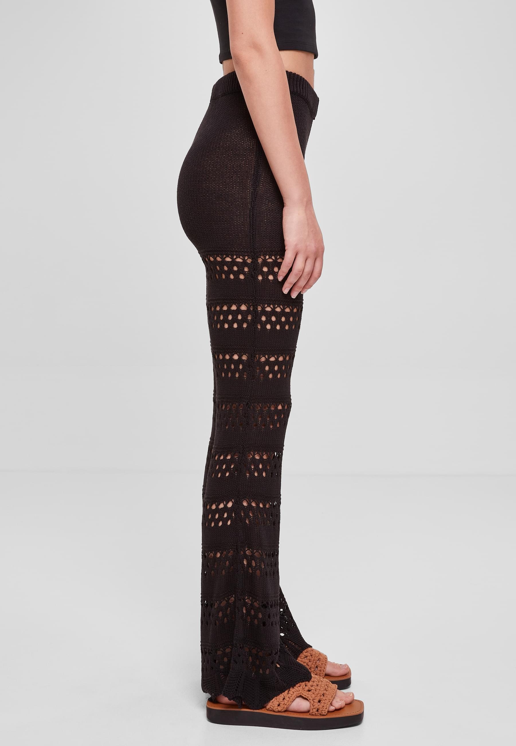 URBAN CLASSICS Leggings »Urban Classics Damen Ladies Flared Crochet Knit Leggings«, (1 tlg.)