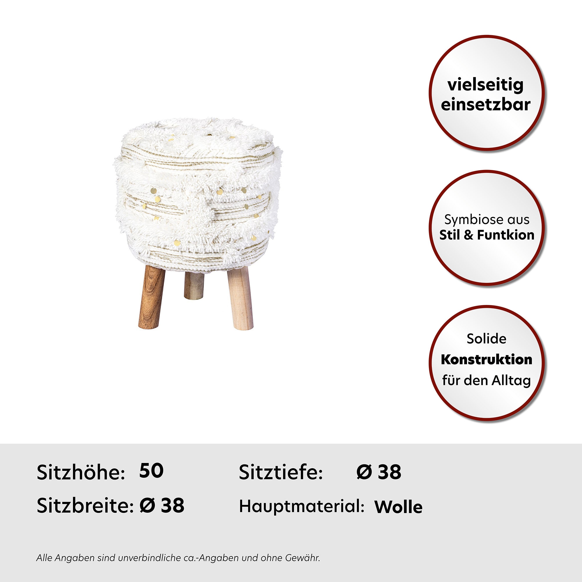 Kayoom Sitzhocker »Hocker Bohist 425, charaktergebende Strukturen mit Fransen und Quasten«, (1 St.), handgefertigtes Unikat, Boho-Style, gut kombinierbar
