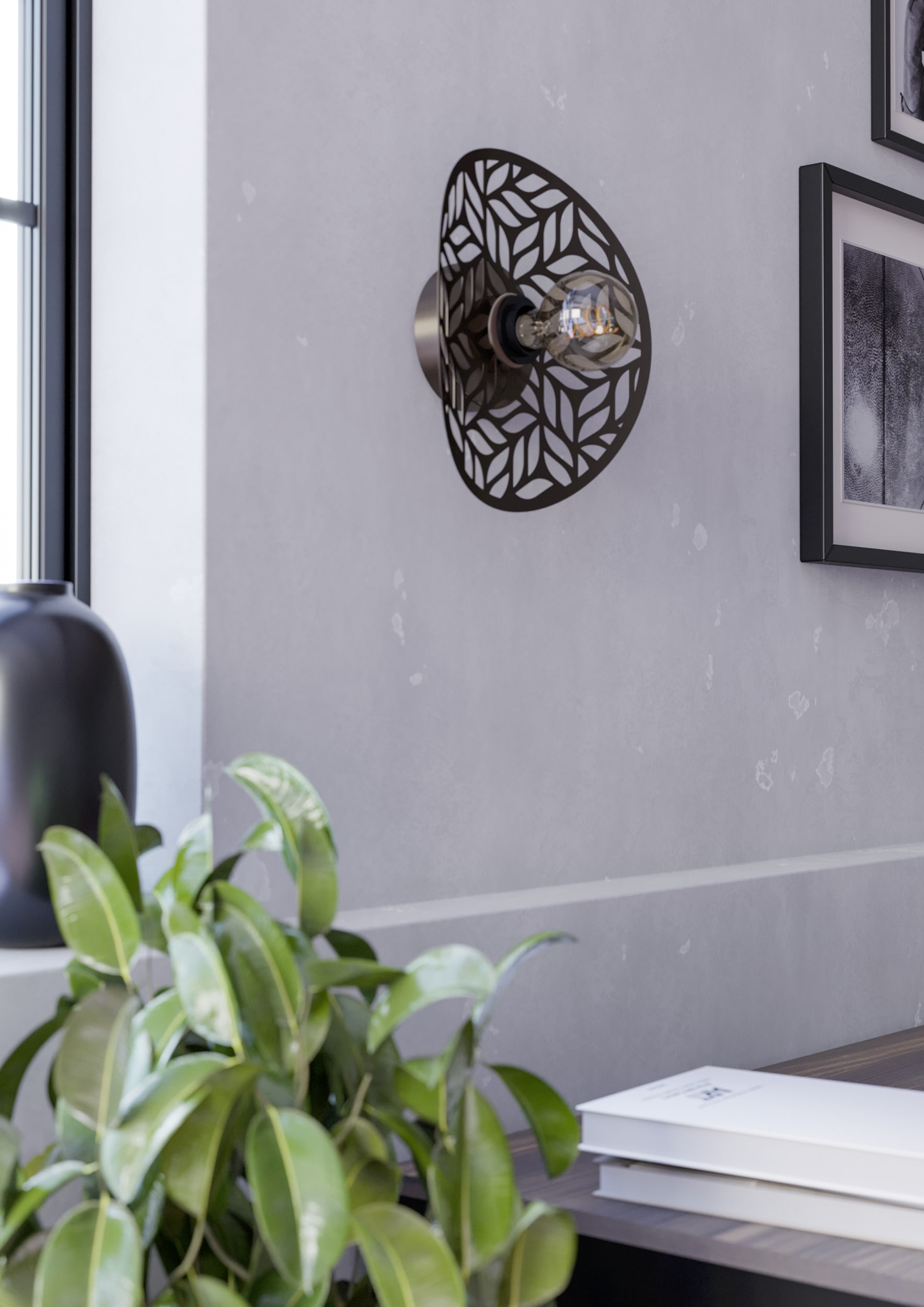 EGLO Wandleuchte »SWABY Wandlampe - Stahl - E27 - 1X60W - IP20« E27 1 Stk. Lampe, tolles Licht- und Schattenspiel, L30 x H30 x AL10,5 cm