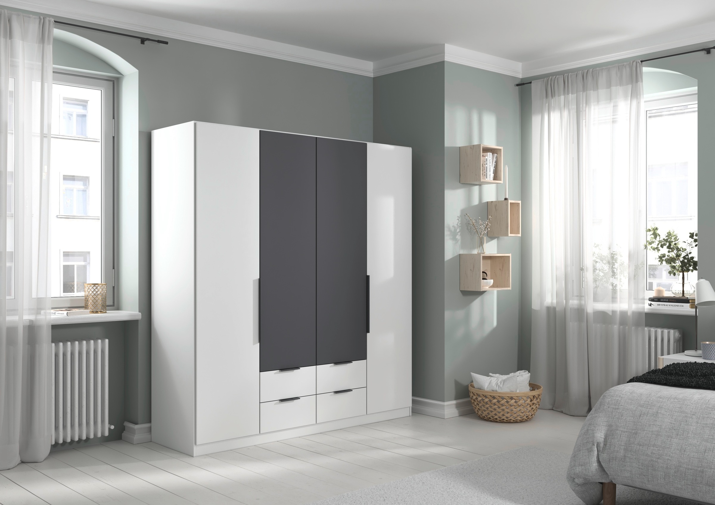rauch Drehtürenschrank »Kleiderschrank Schrank Garderobe KREFELD optional mit Spiegel«, mit 3 Griff-Varianten, inkl. praktischen Schubladen MADE IN GERMANY
