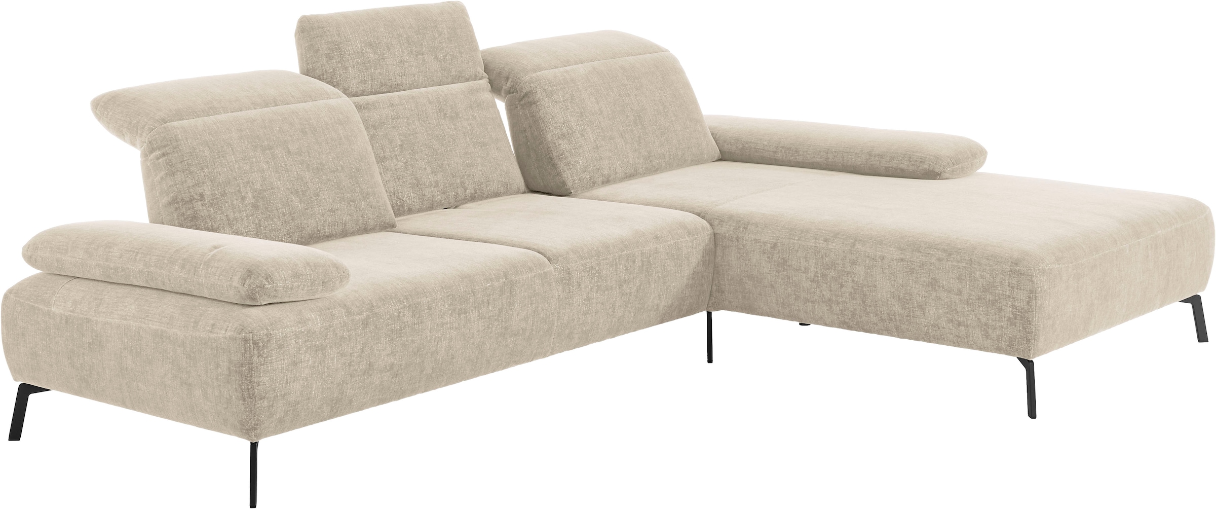 Home affaire Ecksofa »Liora, L-Form mit verstellbarem Kopfteil, Breite 291 cm« klappbare Armlehne, Tonnentaschenfederkern&saugroboterfreundliche Höhe
