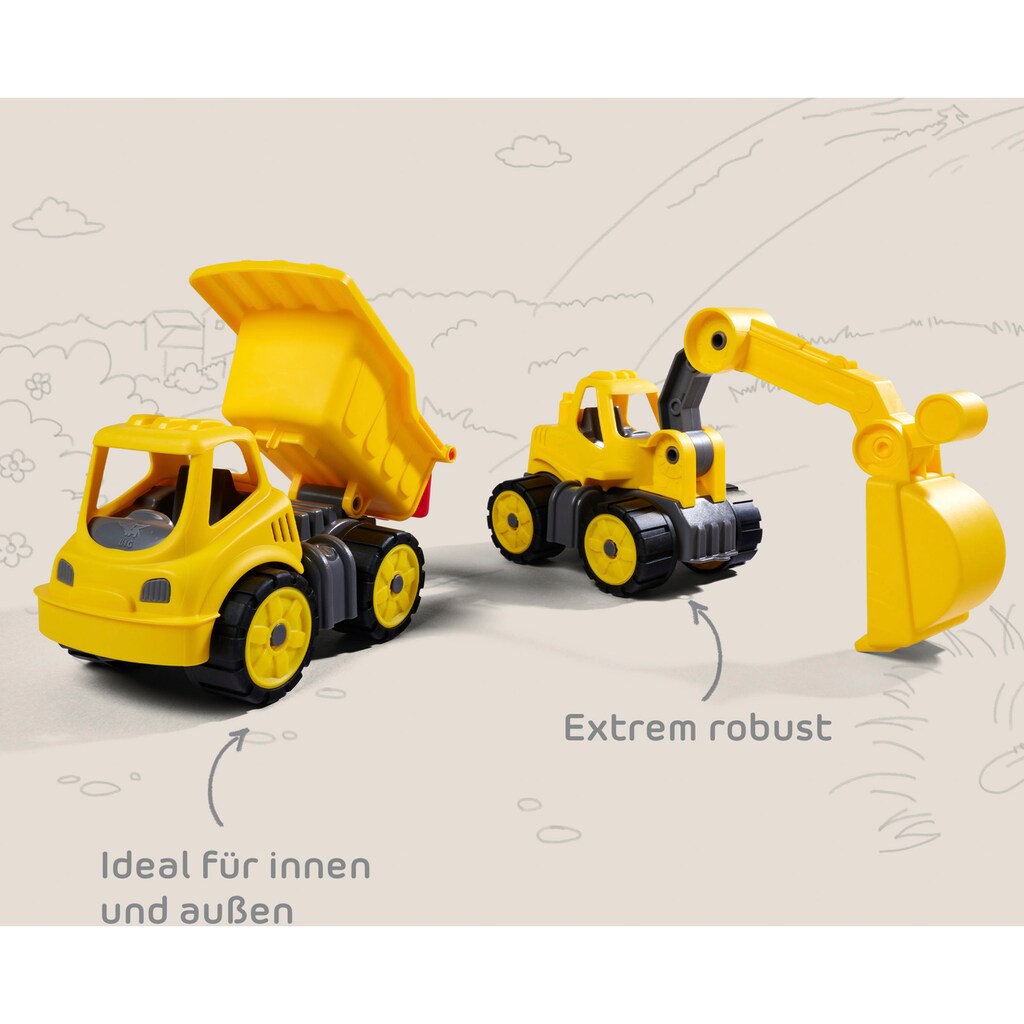 BIG Spielzeug-Baumaschine »Power-Worker Mini«, (Set, bestehend aus Kipper und Bagger), Sandspielzeug, Made in Germany