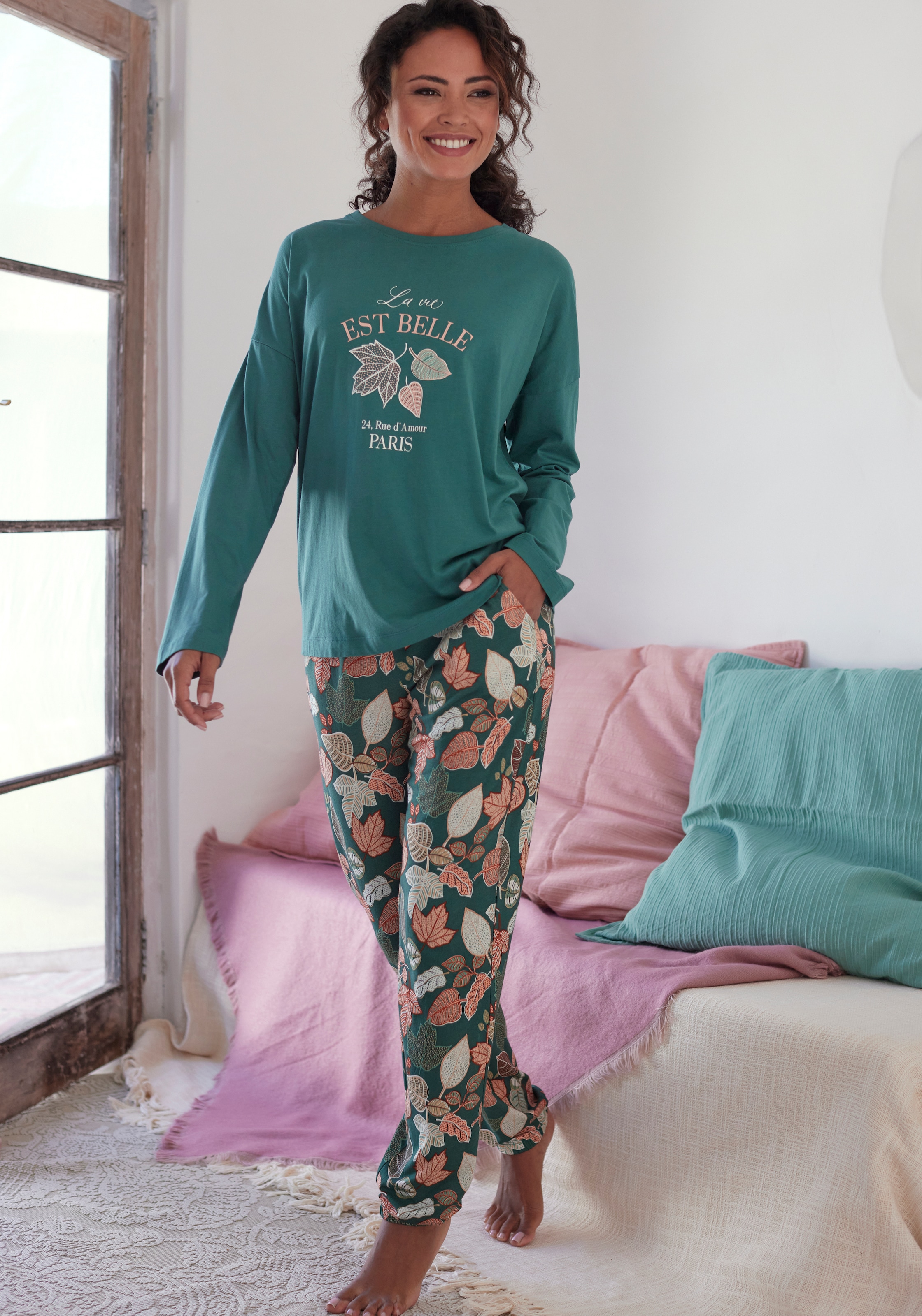 Vivance Dreams Pyjamahose, mit Samtband am | online kaufen elastischen BAUR Tunnelzugbund