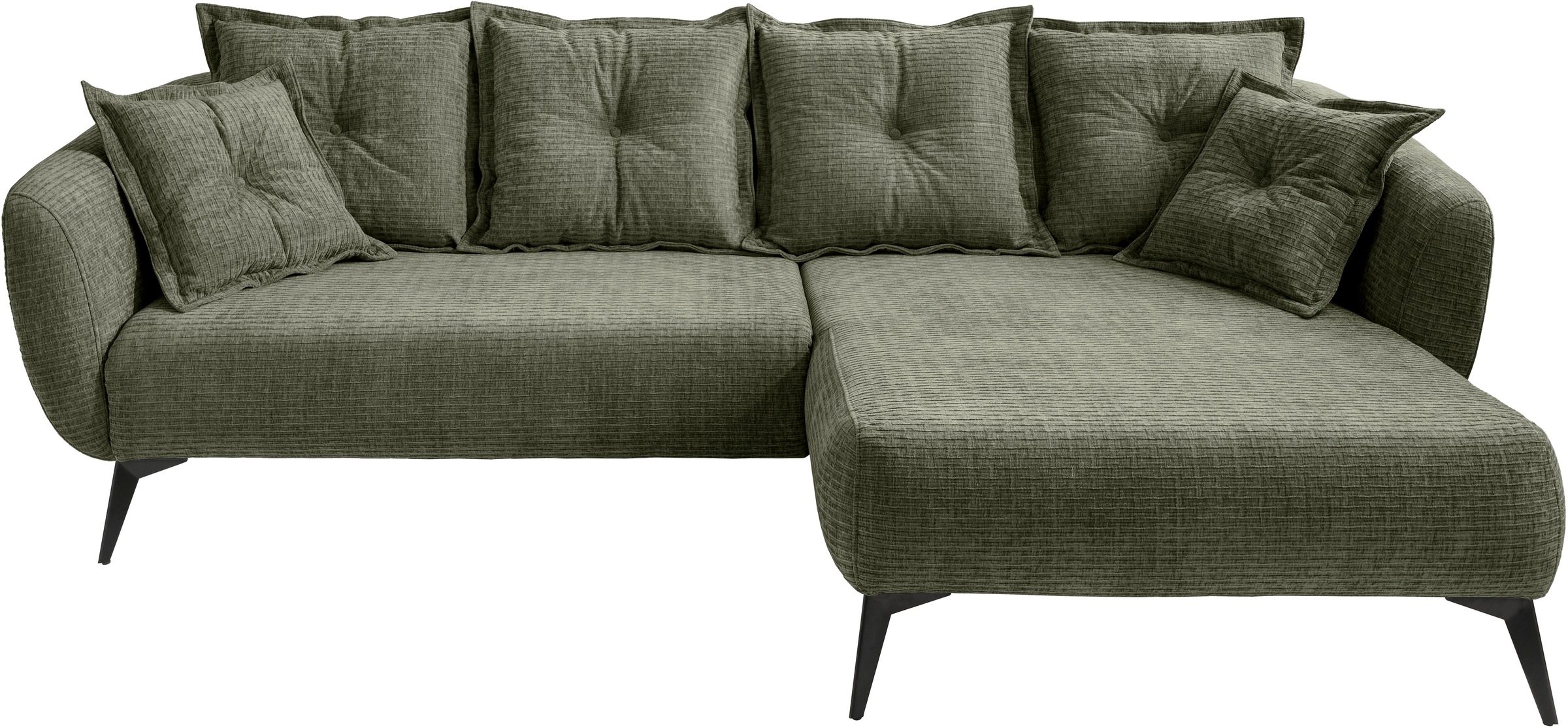 Home affaire Ecksofa »Baggio Stellmaße 277/162 cm, modern & elegant, hoher Fuß« L-Form, schwarze Metallfüße