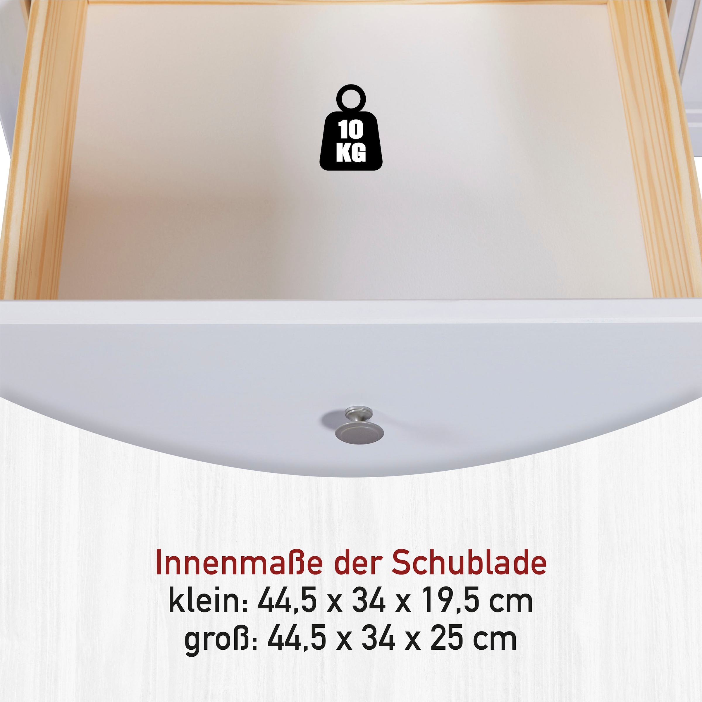 Inter Link Kombikommode »Pinora, Kiefer Massivholz, Weiss, 110 x 39,50 x 96 cm, viel Stauraum« 1 Stk. tlg. Sideboard im modernem Skandi Look, 3 Schubladen, 1 Tür