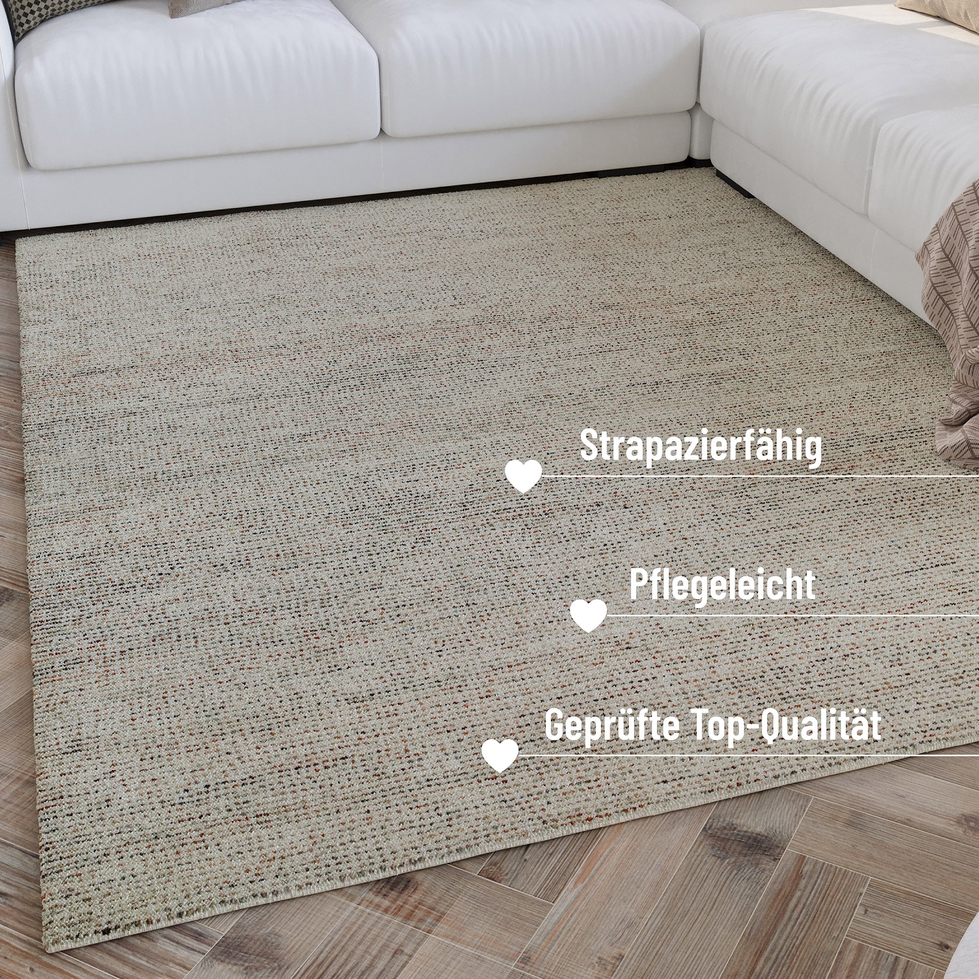 Wecon home Teppich »Hamptons THIRTYTWO«, rund, 15 mm Höhe, Kurzflor, Wohnzimmer, Schlafzimmer, elegant, robust, Linien Muster