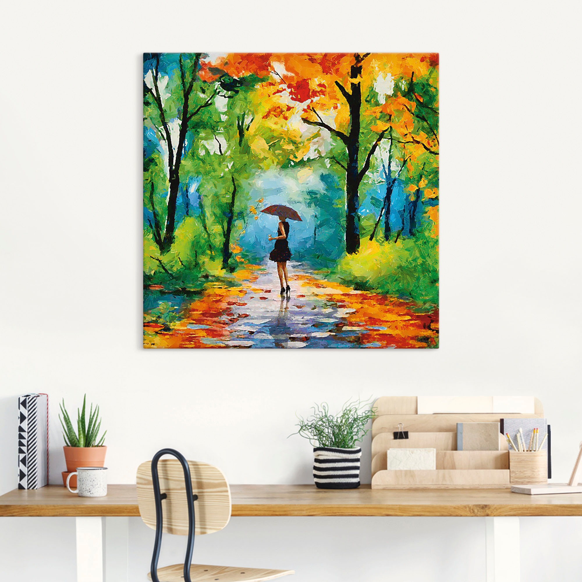 Artland Wandbild "Herbstlicher Spaziergang im Park" Vier Jahreszeiten Bilde günstig online kaufen