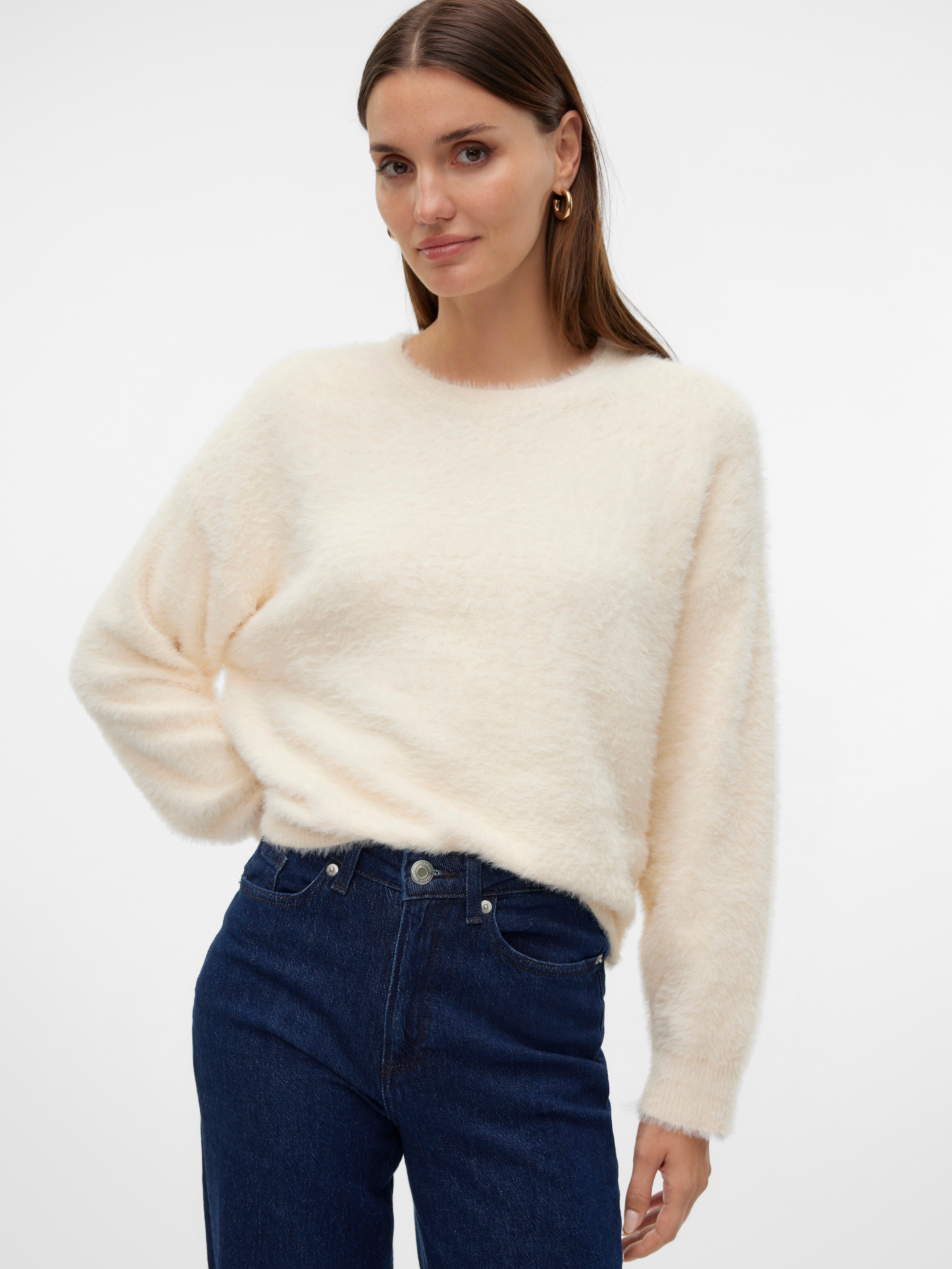 Vero Moda Rundhalspullover "VMALINA LS O-NECK BOXY PULLOVER BOO" günstig online kaufen