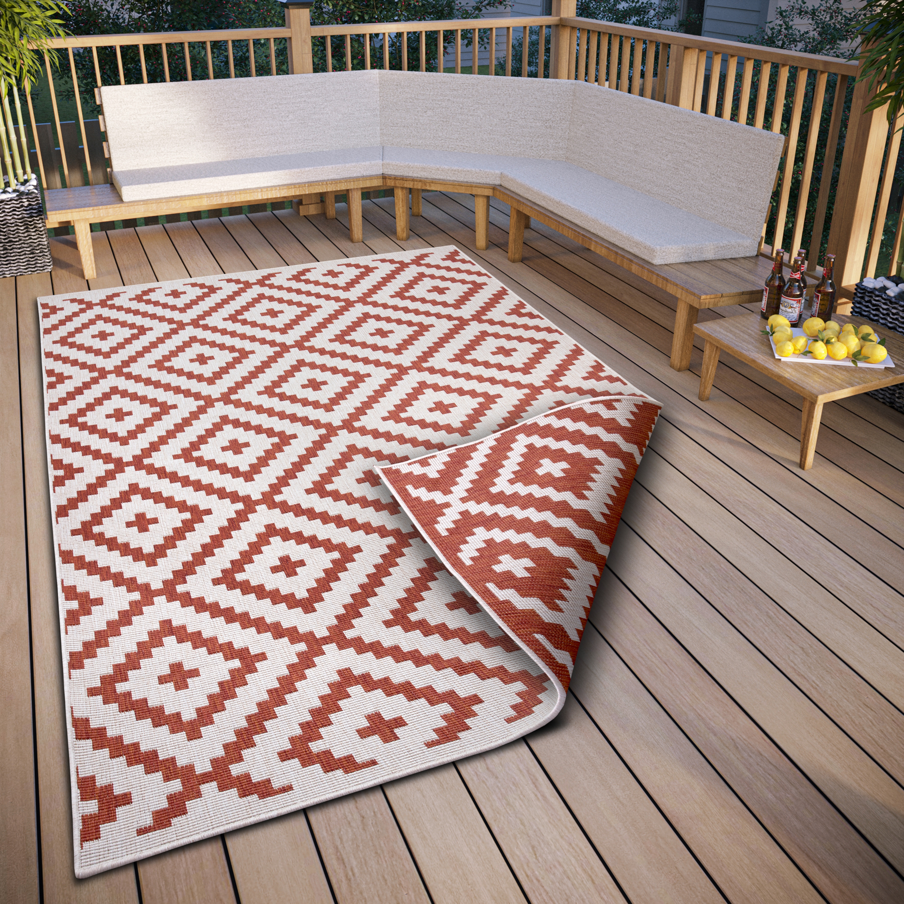 OTTO home Teppich "Ronda Wendeteppich" rechteckig 5 mm Höhe Sisal-Optik, Flachgewebe, In- und Outdoor, geometrisches Boho Design